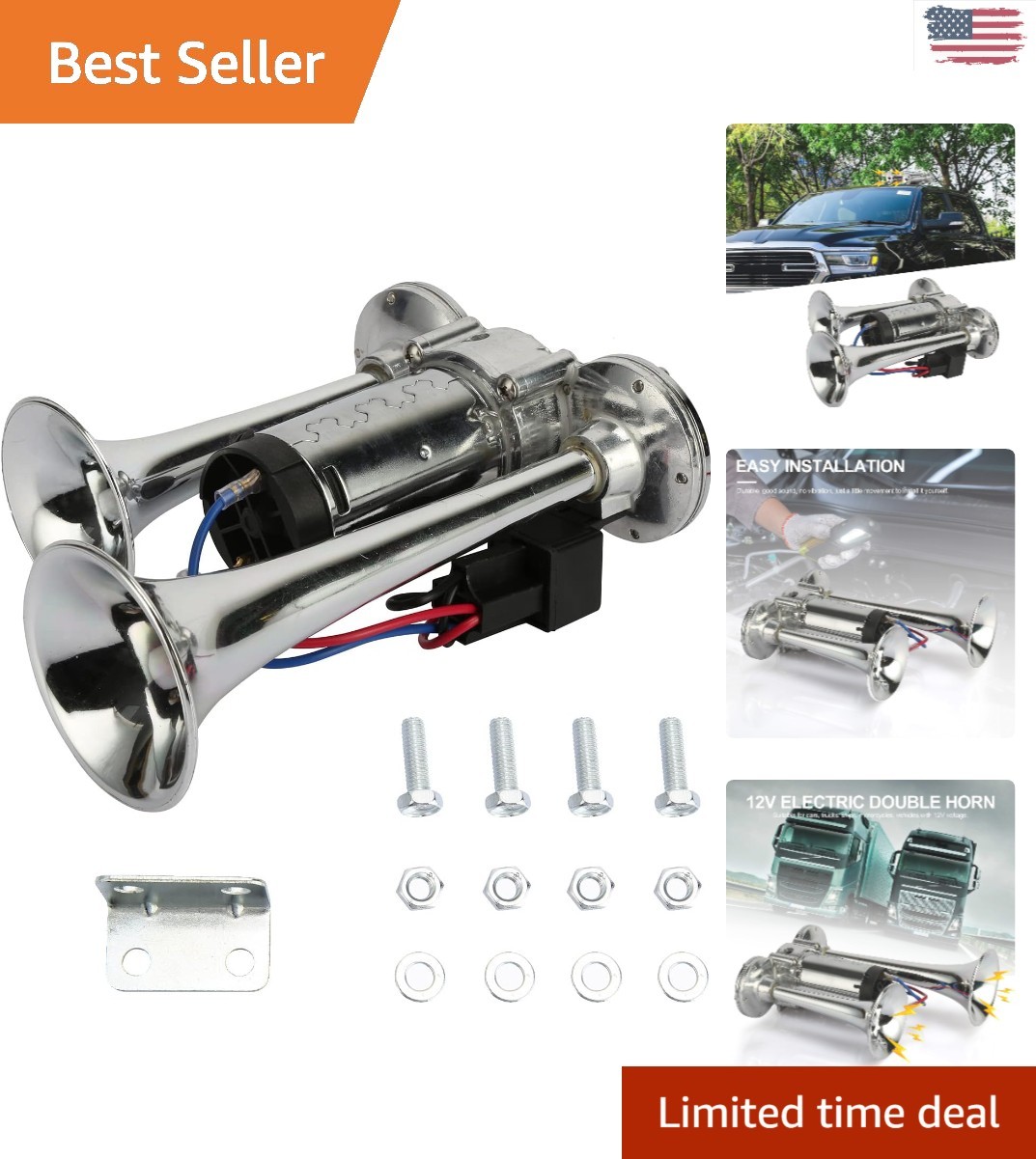 High-Performance 600DB Dual Electric Air Horn Kit - Easy Install, Durable Design