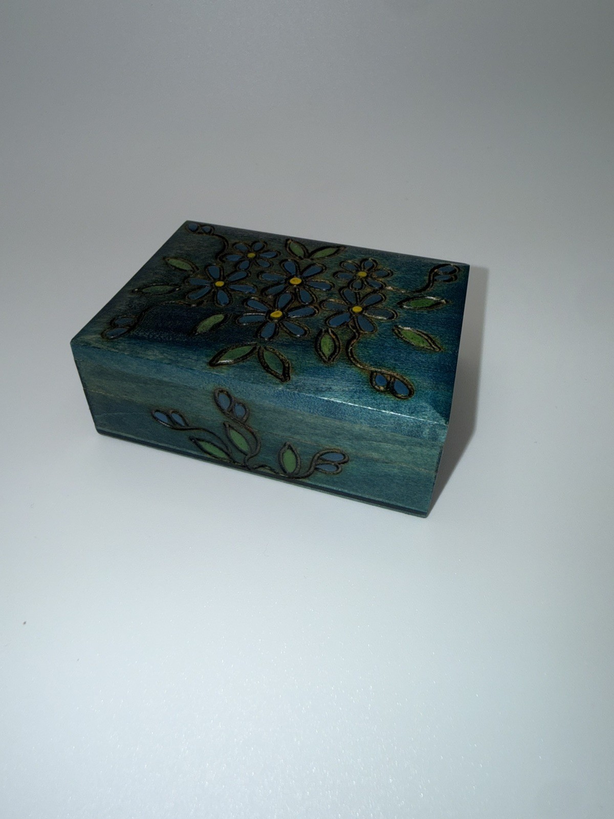 Vintage Hand Carved Wooden Polish Jewelry Trinket Box