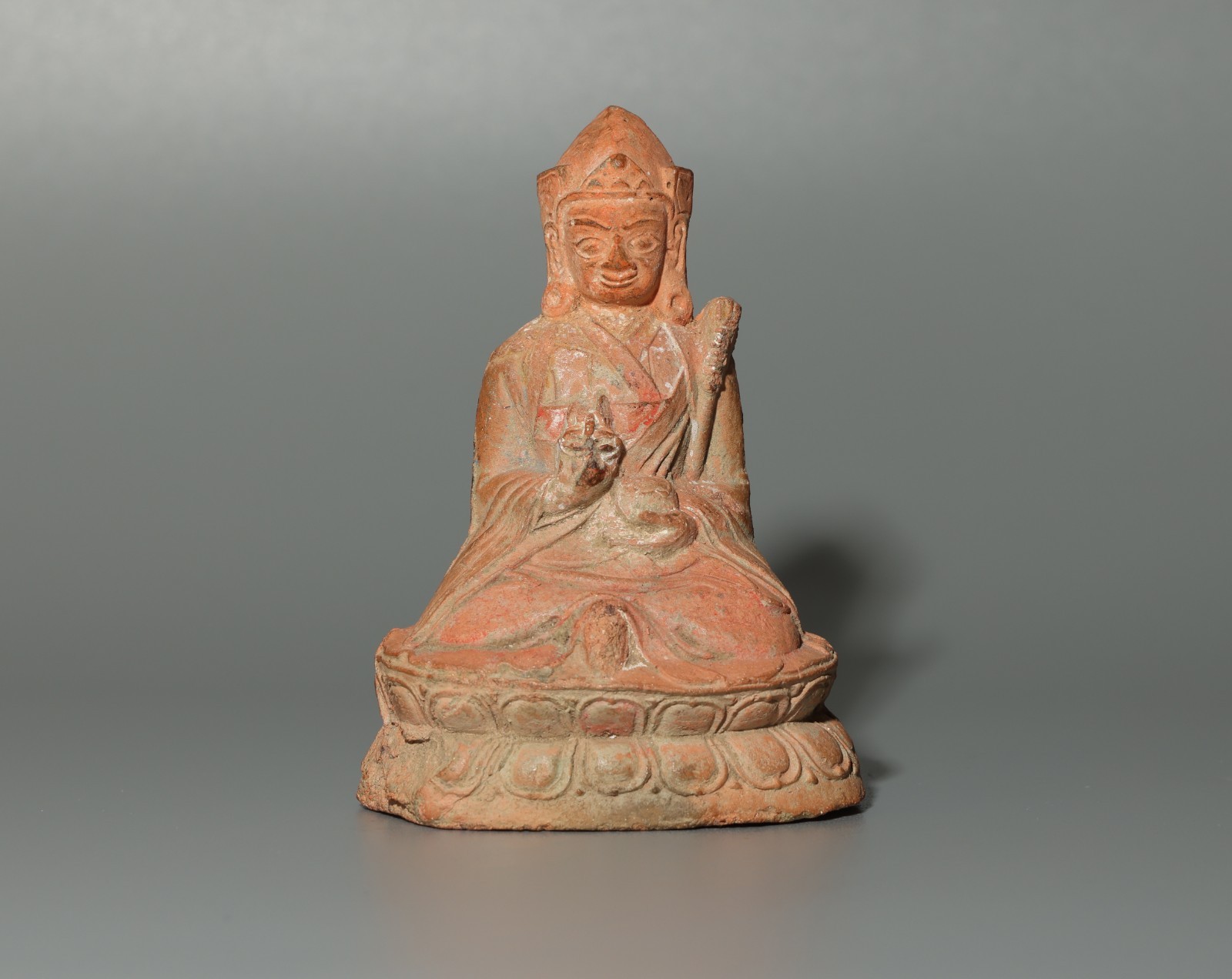 Real Tibet 1400s Old Antique Buddhist Clay Tsa Tsa Buddha Statue Padmasambhava