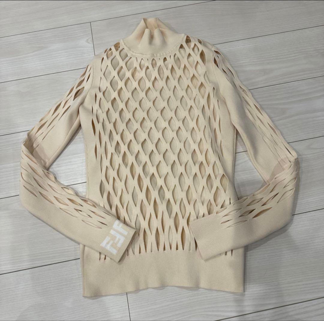 Fendi Same Day Beige Mesh Knit 36 Women Rare Luxury Designer Model Limited Editi