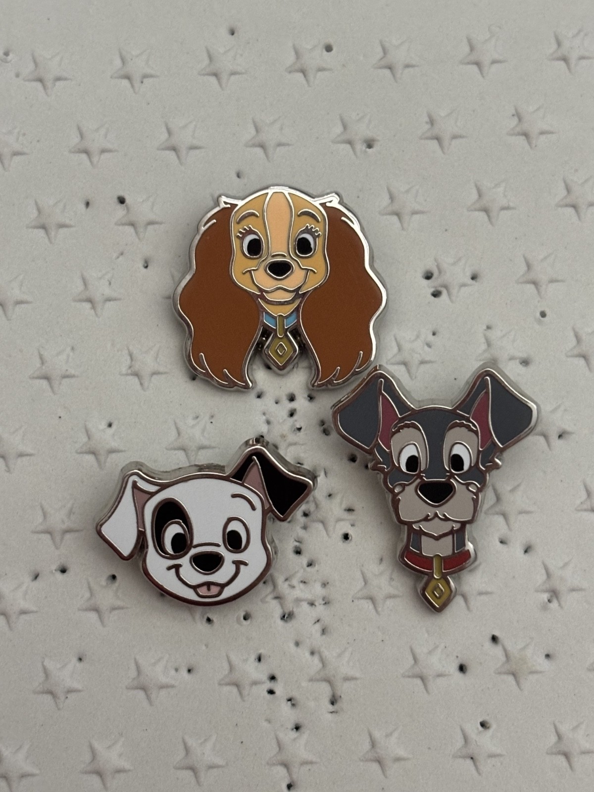 Disney PALM Animals Lady Tramp Patch 3 Pin Set LE 500 Pink a la Mode