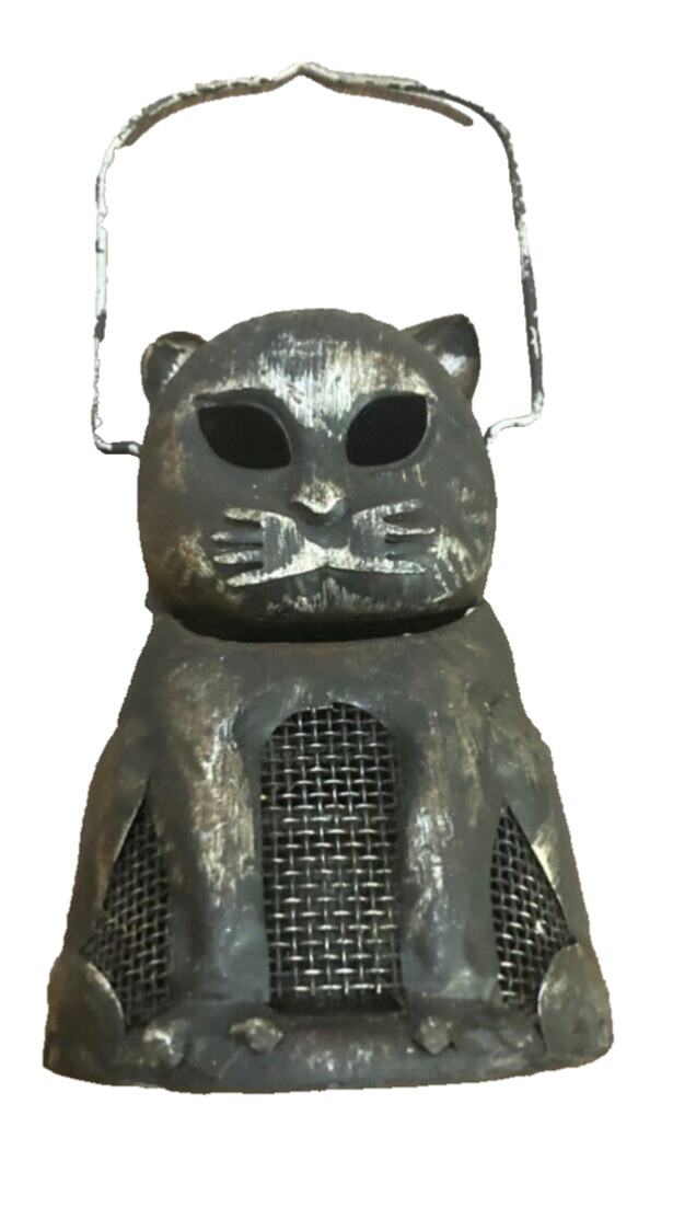 VTG Halloween Metal Black Cat Very Rare Real Deal *T