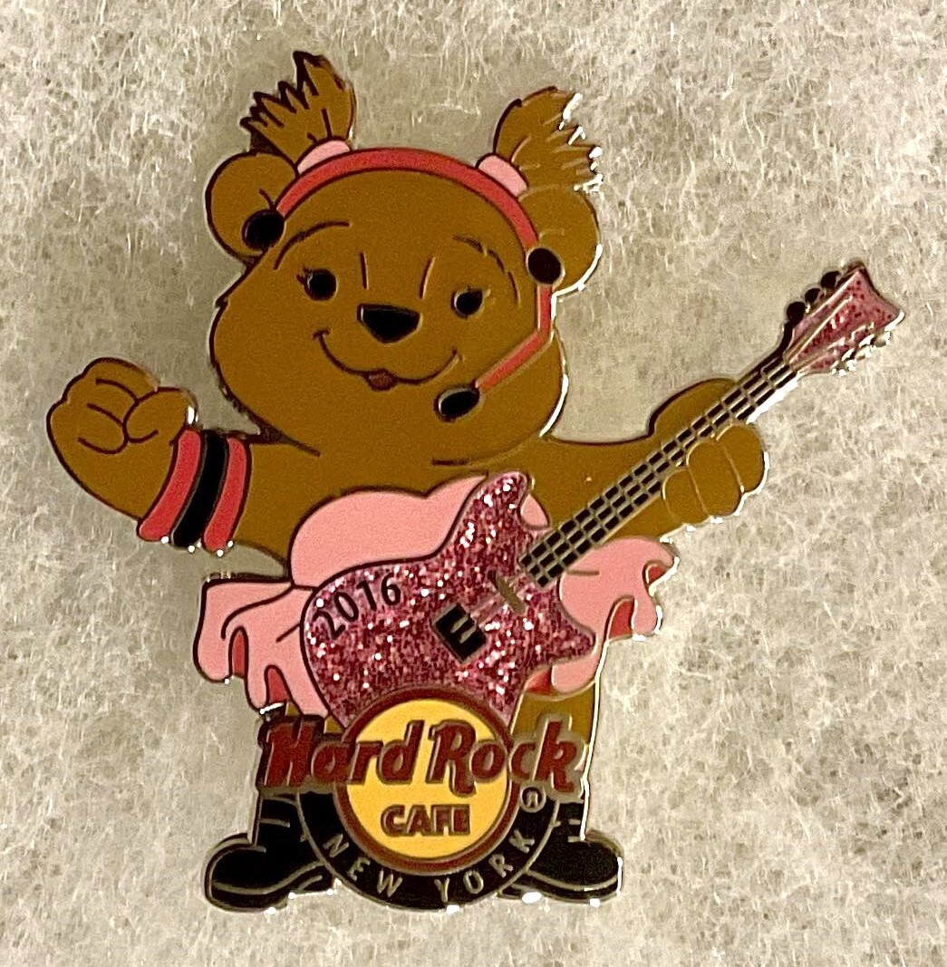 HARD ROCK CAFE NEW YORK BEAR BAND SERIES BEAR WEARING TUTU W/ GUITAR PIN # 88669