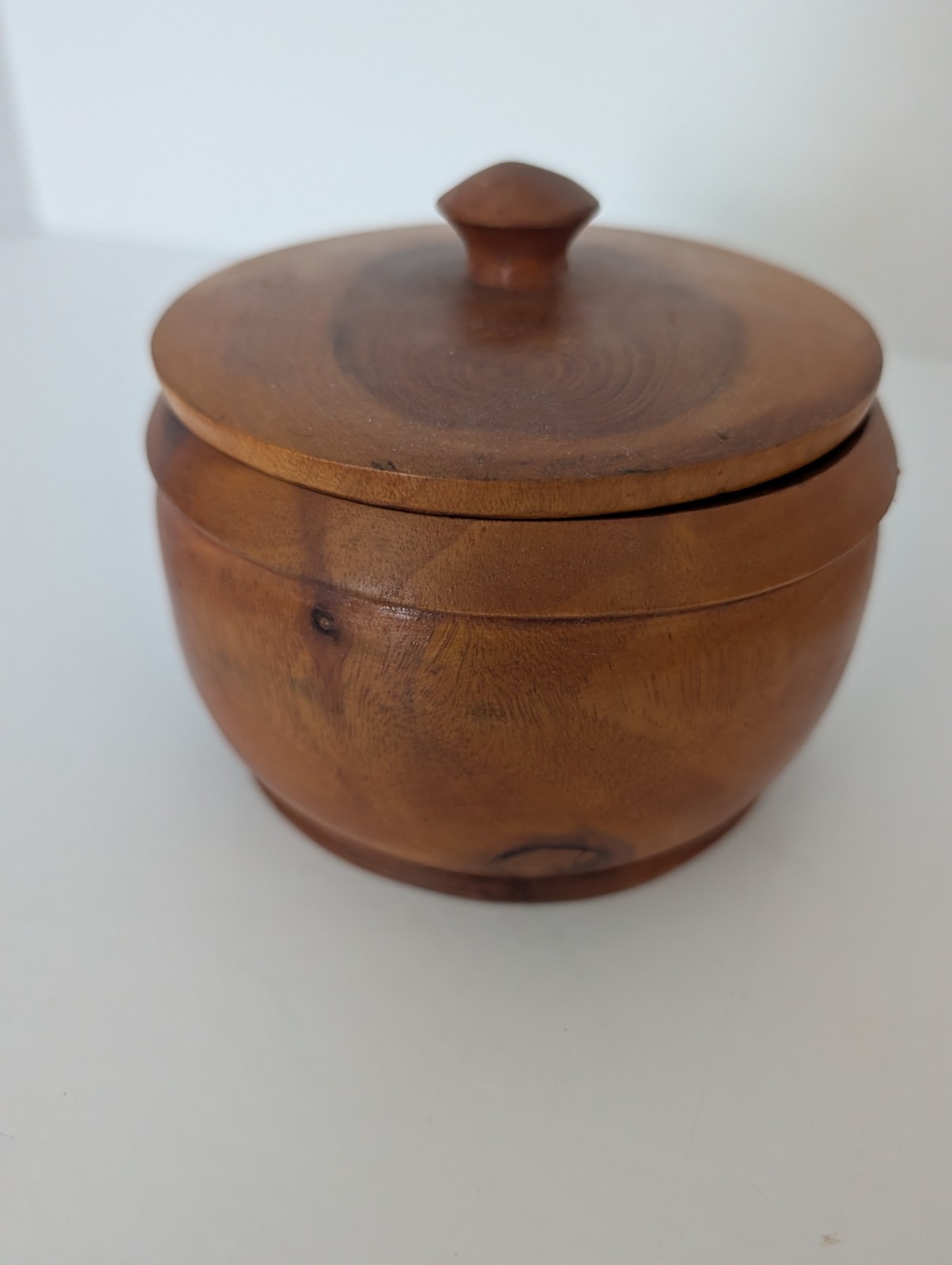 Vintage Hand Turned Wooden Trinket Dish With Lid Vintage Hand Turned Wooden Trinket Dish With Lid