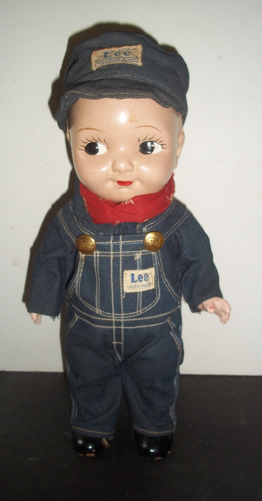 Vintage 30s BUDDY LEE Denim Overalls Engineer Doll Rare COMPOSITION
