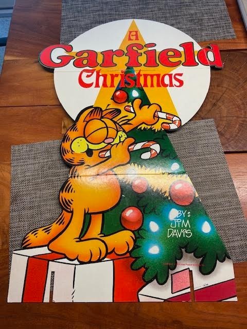 Vtg Garfield Christmas Advertising Store Display Standee Header 27x18