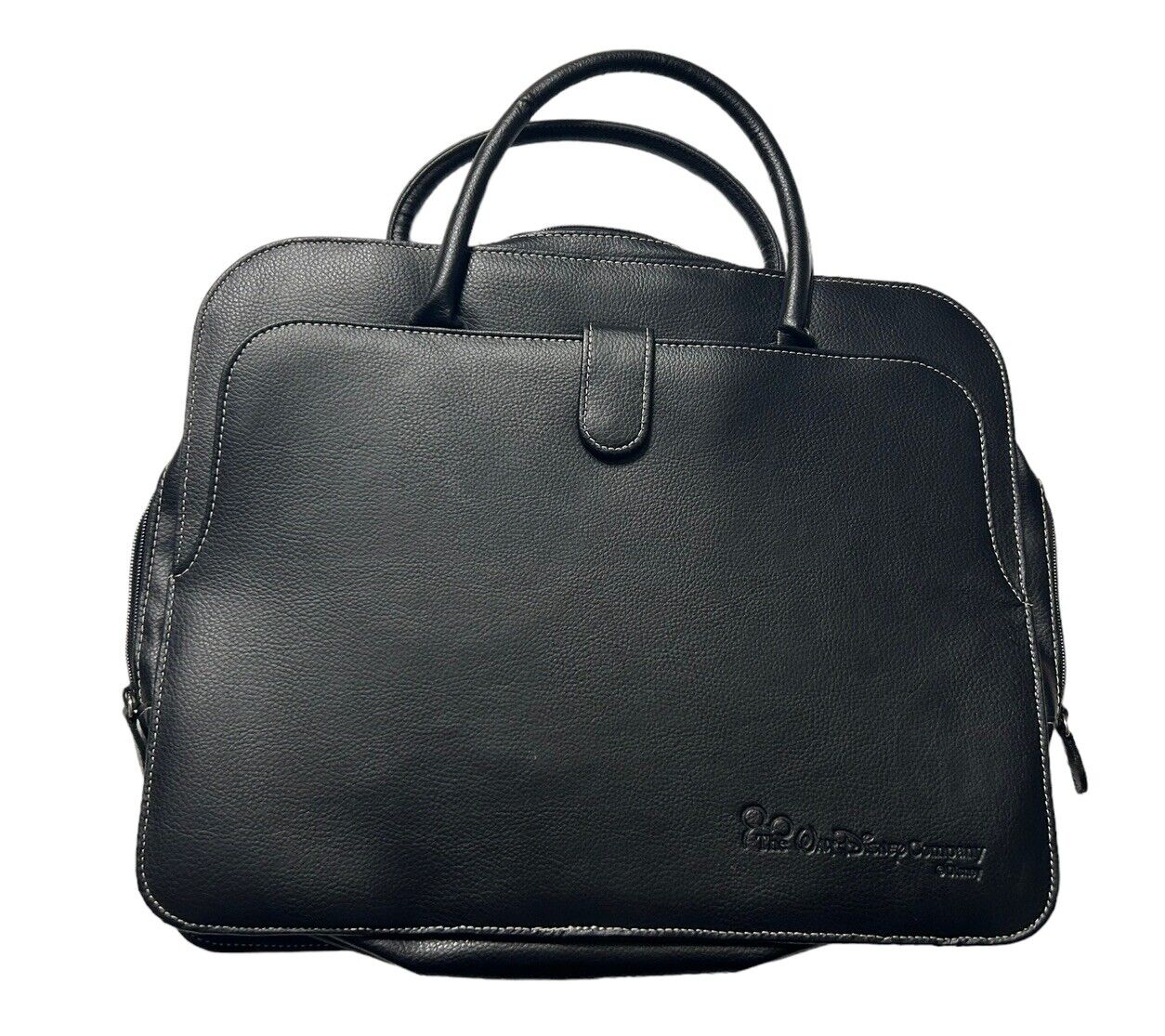 RARE Walt Disney Company Black Work Bag Briefcase Black Pebble Leather