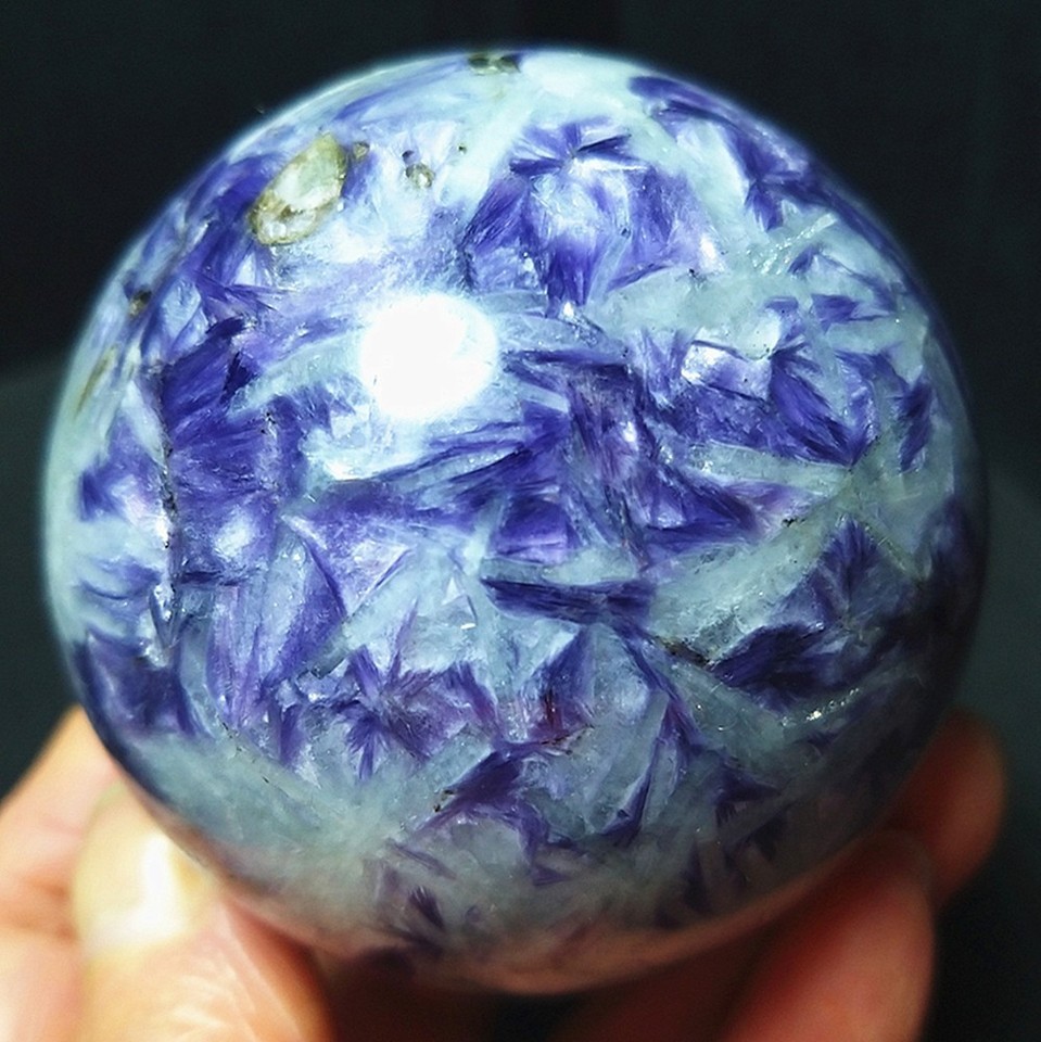 342G Natural Polished Aquamarine Purple Tourmaline Mica Symbiotic Ball AC1131