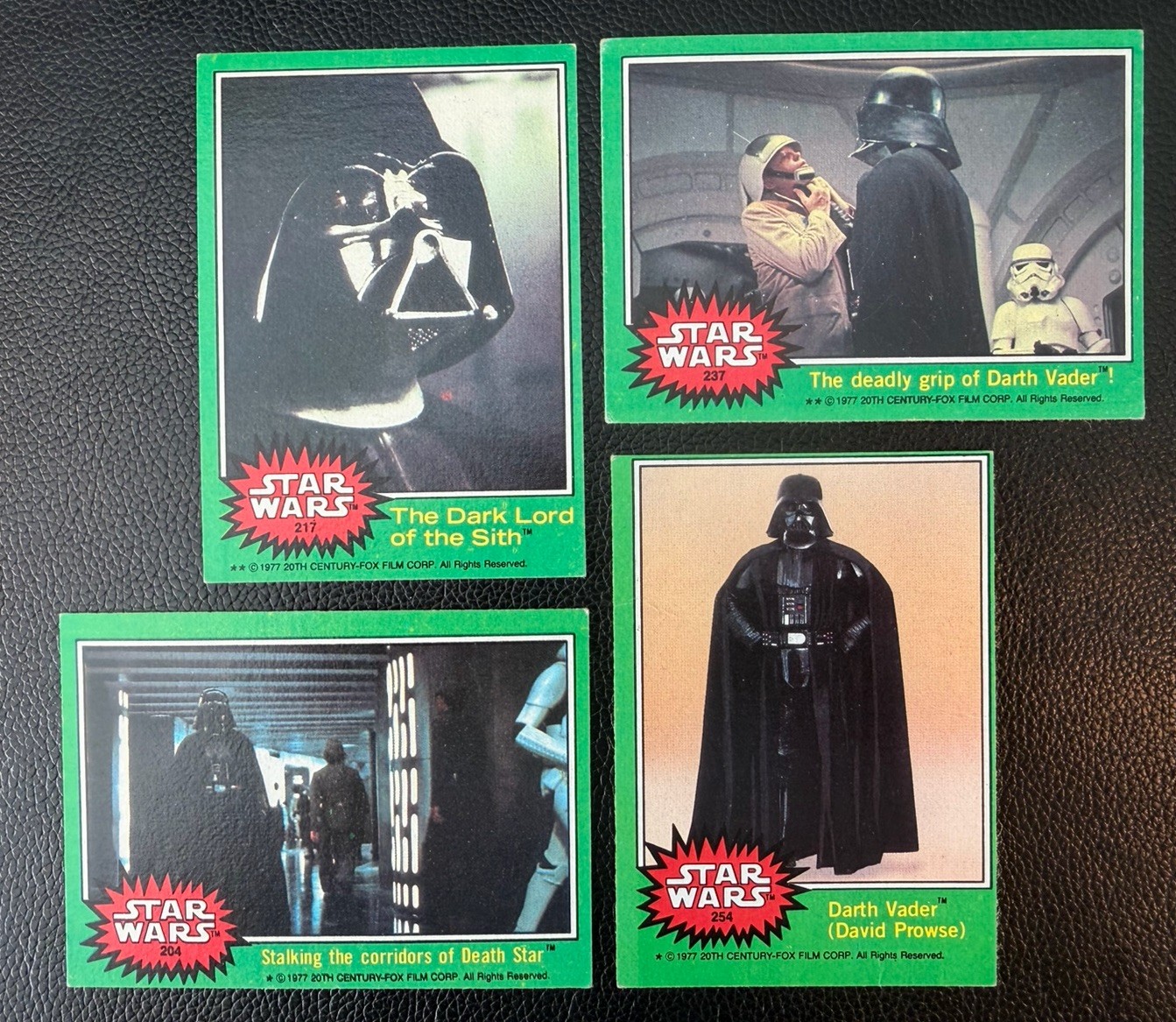1977 Topps Star Wars Darth Vader 4 Card Lot Green Series #204 237 241 254