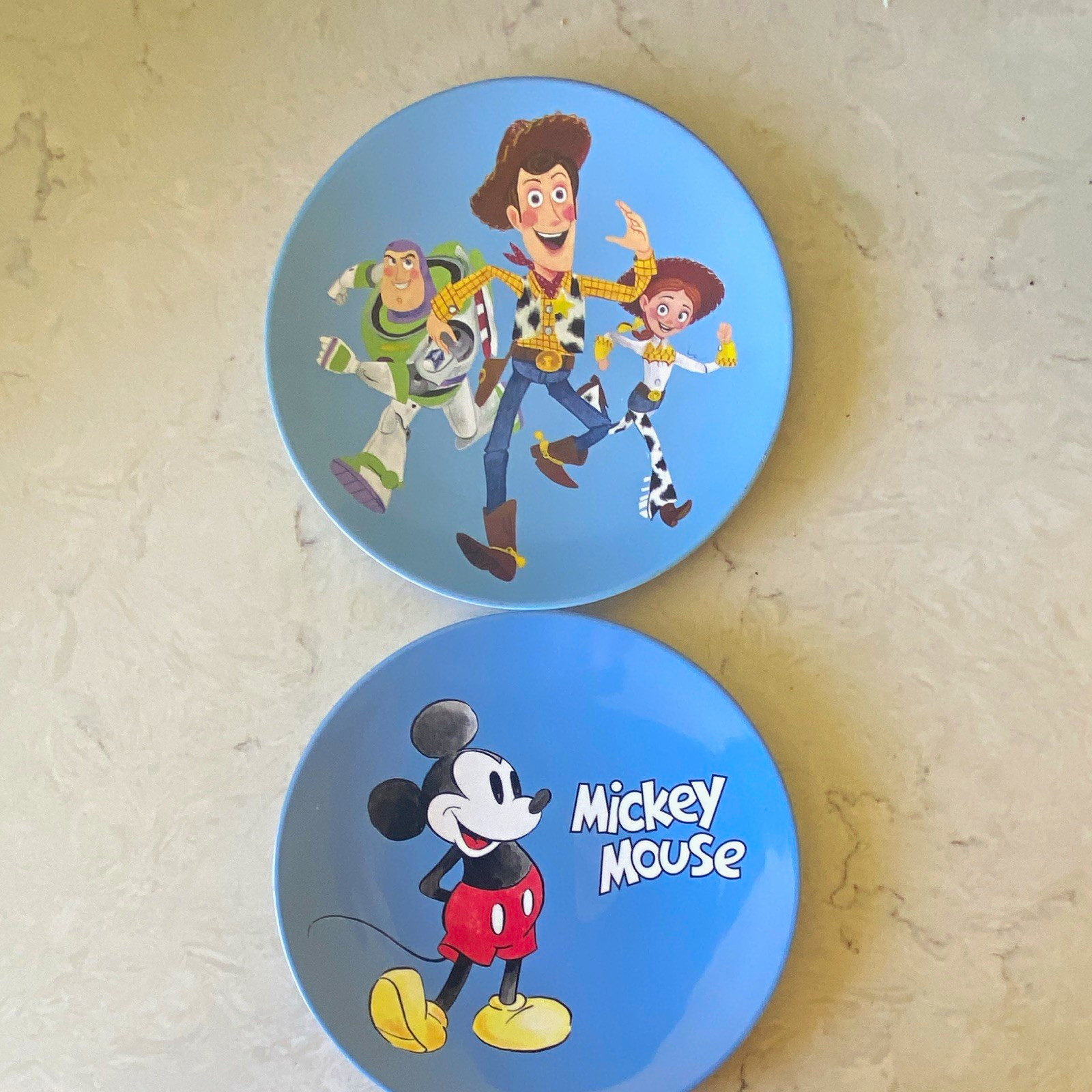 Disney Toy Story & Mickey Mouse Kids Plates Set of 2 Blue Made in China