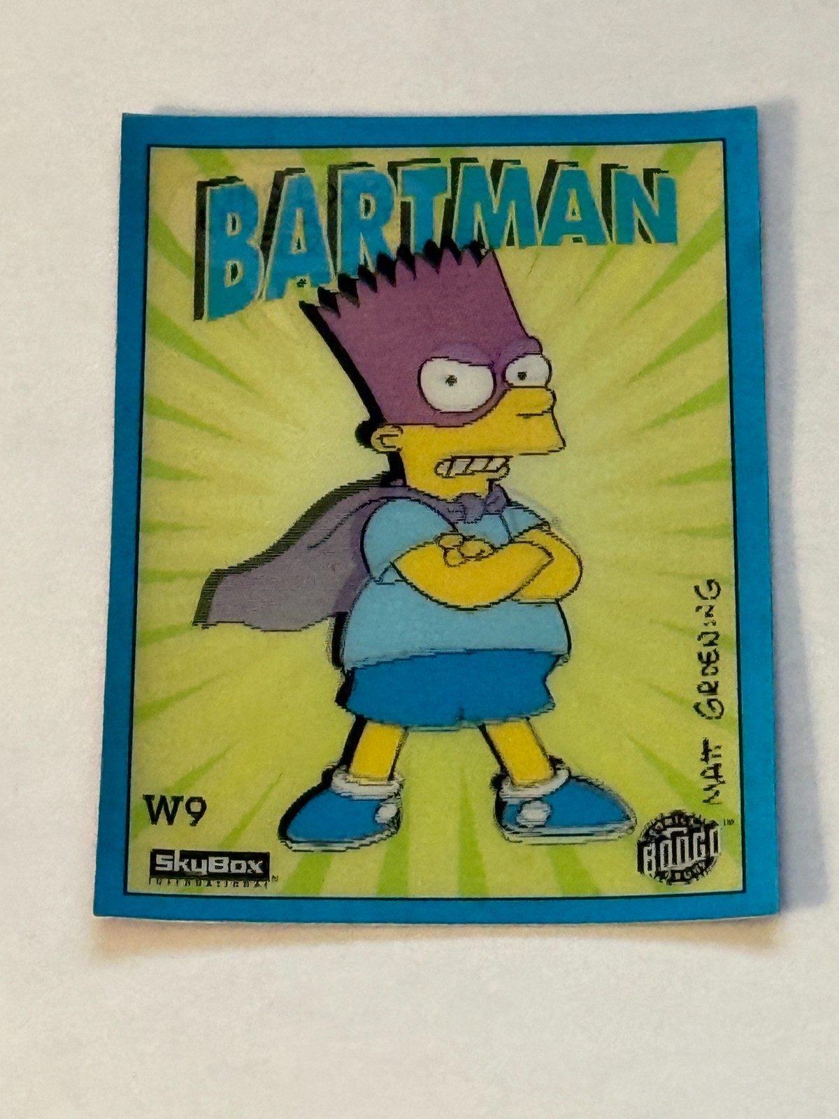 1993 Skybox The Simpsons Wiggle Insert #W9 BARTMAN, BART SIMPSON Nice shape
