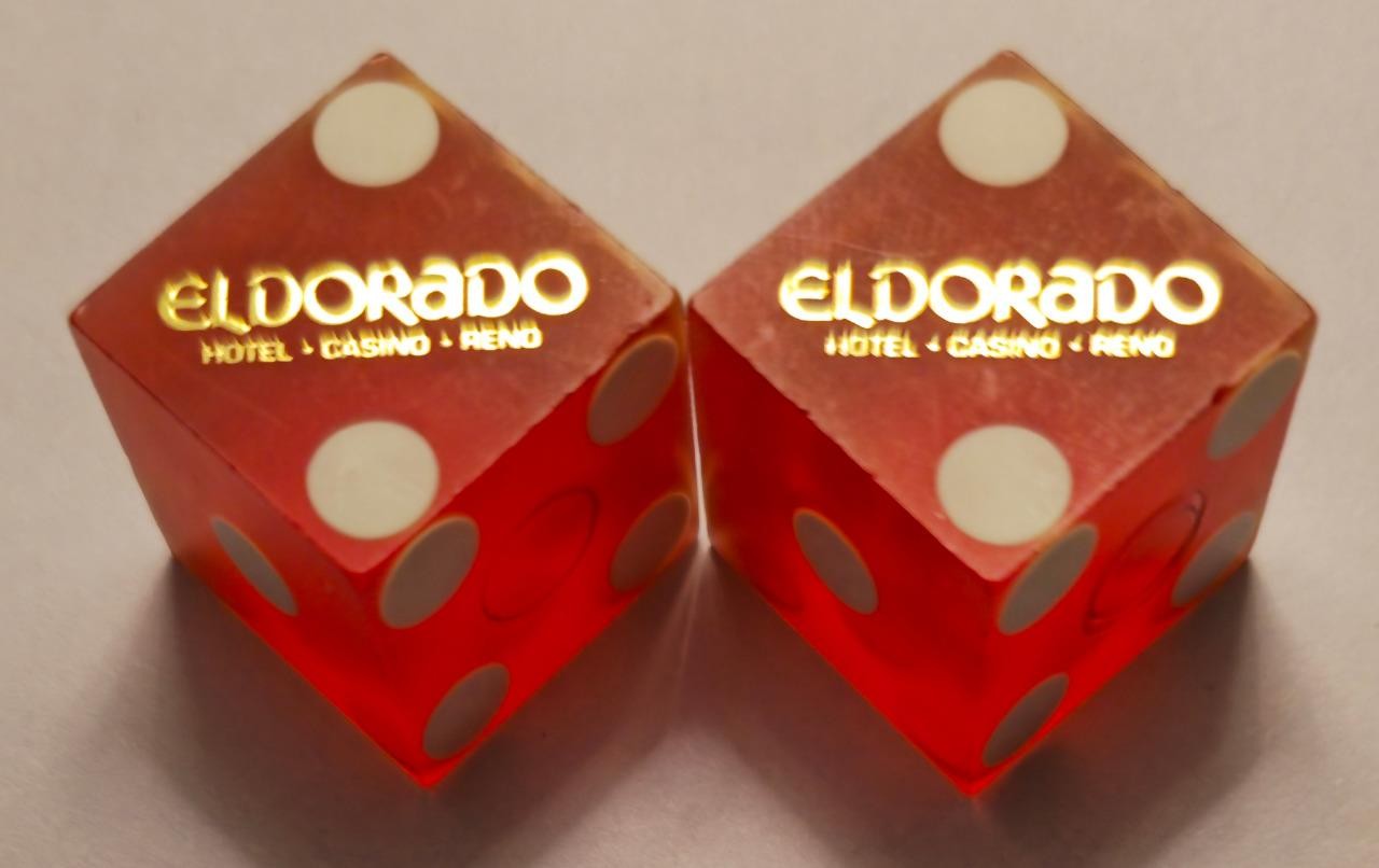 Eldorado Reno Hotel & Casino Reno Nevada - Pair of Dice - Satin Red