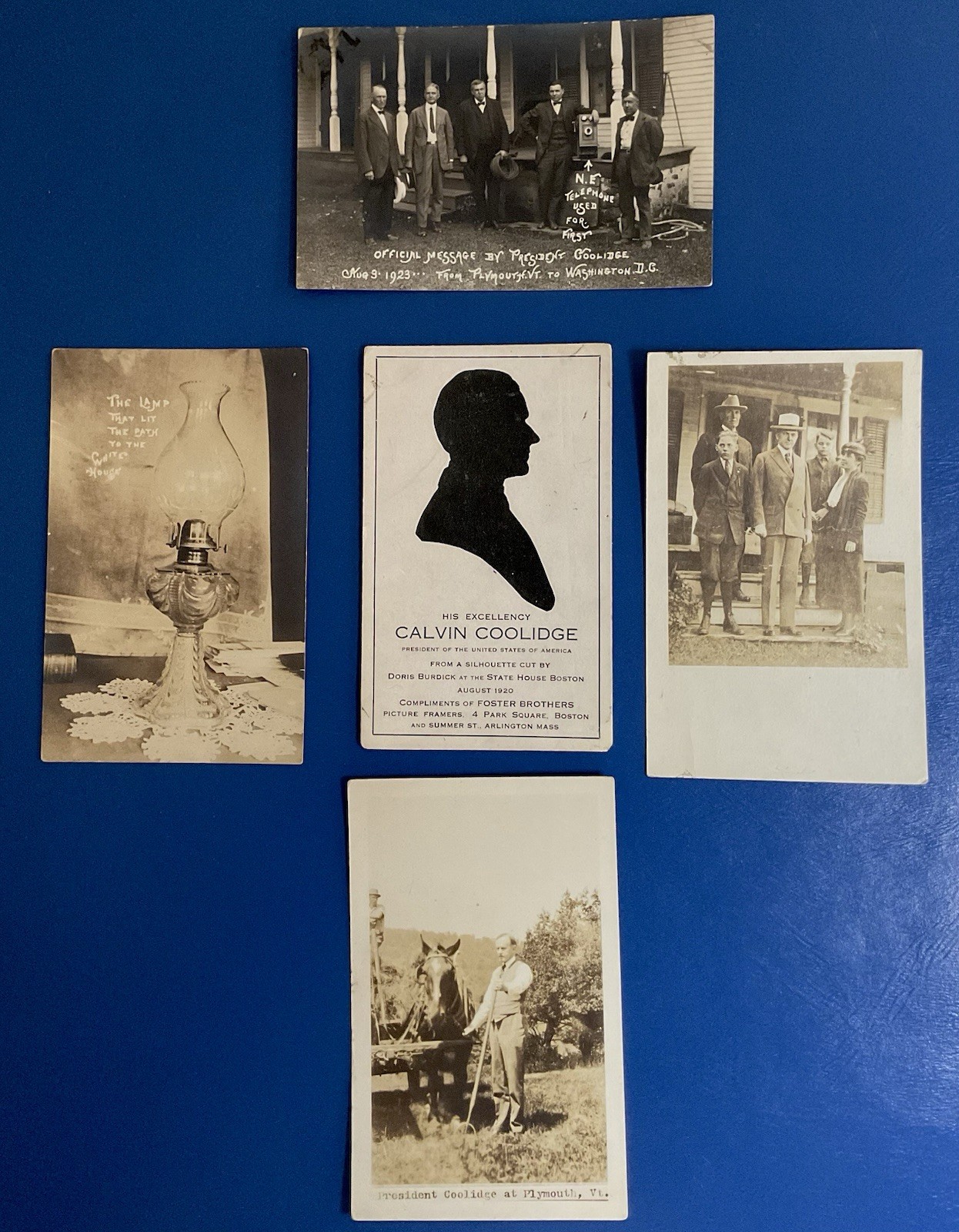 4 Real Photograph Postcards President Calvin Coolidge +Silhouette Other Rare