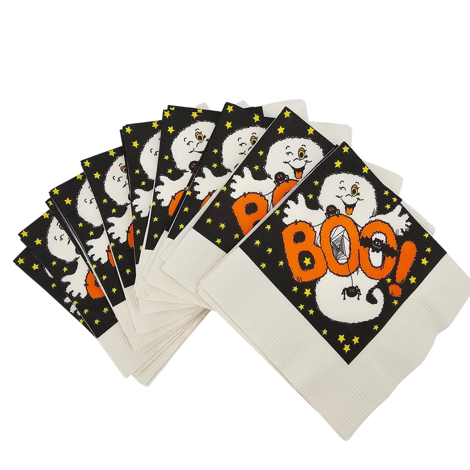 Vintage 1980s Halloween Boo Ghost Paper Napkins Spooky Paper Art Lot of 30 units