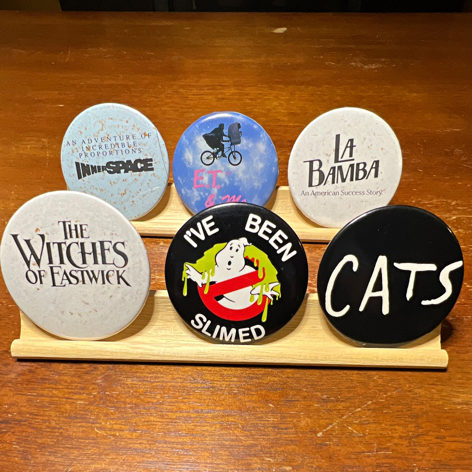 Vintage 1980s Movie Promo Pinback Button Lot - Ghostbusters E.T. CATS Innerspace