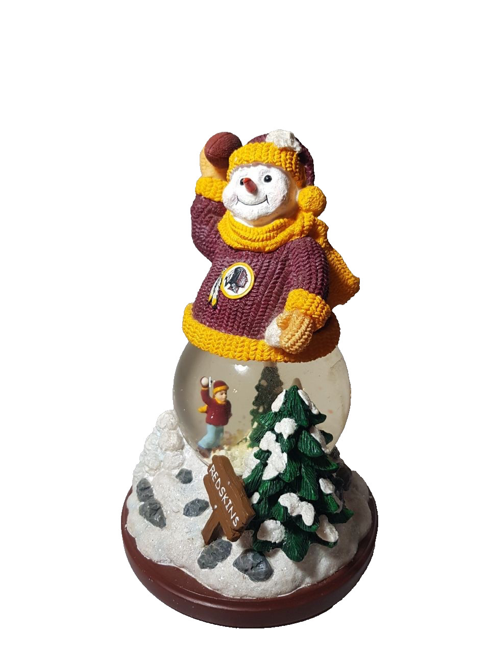 Washington Redskins Snowfight Snowman Snow Globe Limited Edition Excellent