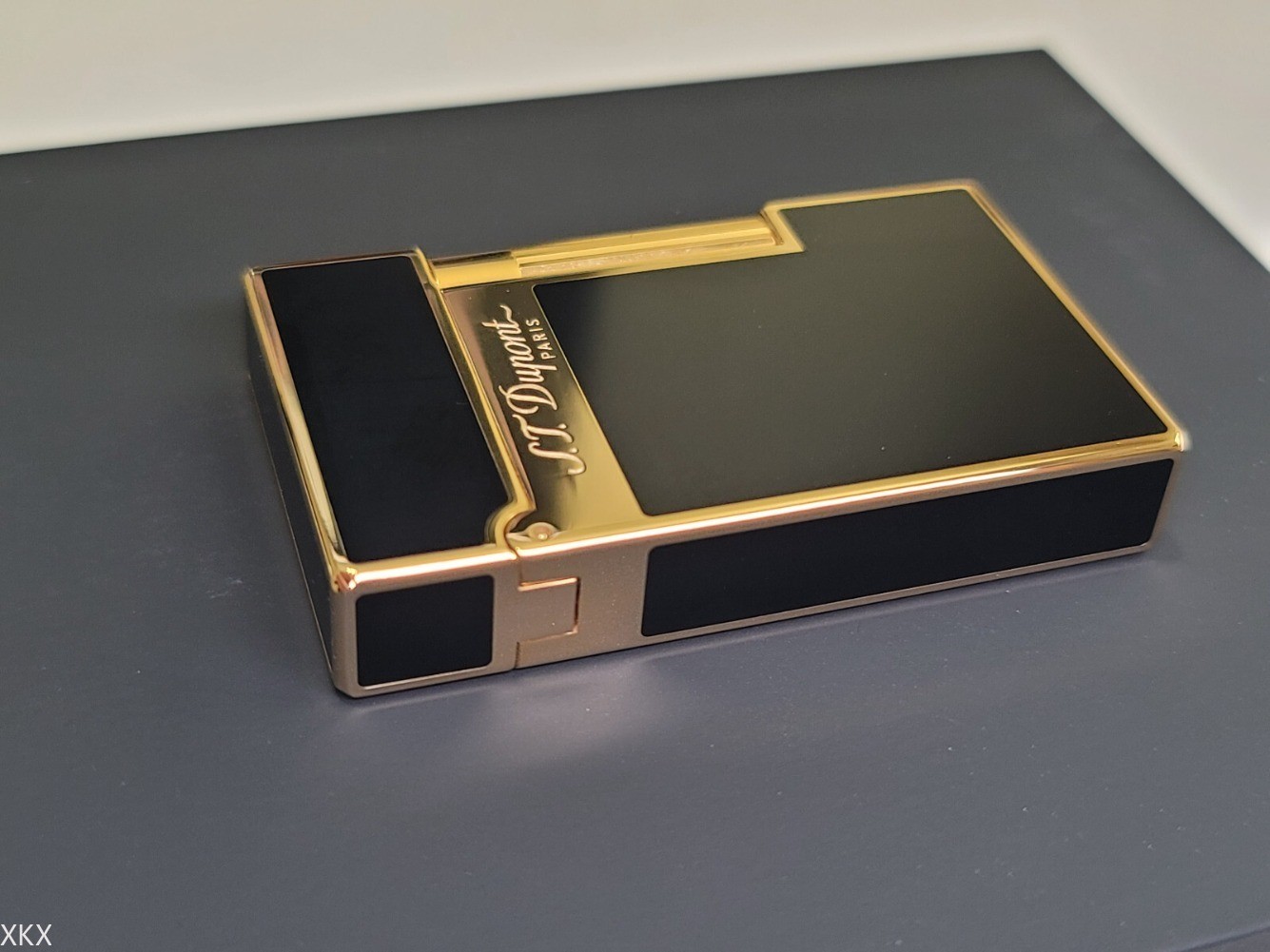 ST Dupont Ligne 2 Black Gold TRIBUTE Lighter Dual Flame with Box Case
