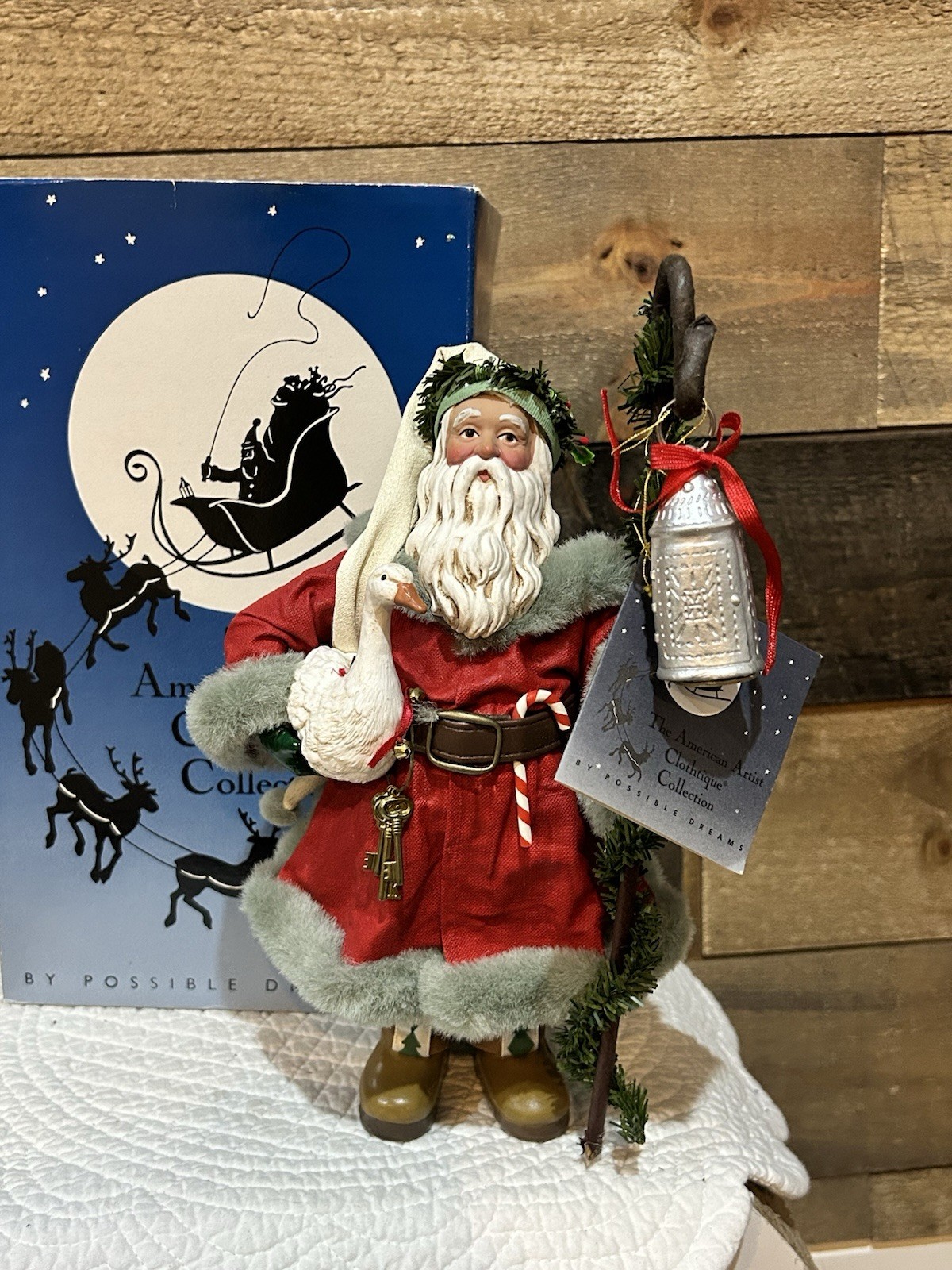 VTG 1994 Possible Dreams Clothtique Santa Claus & Feathered Friend 15026