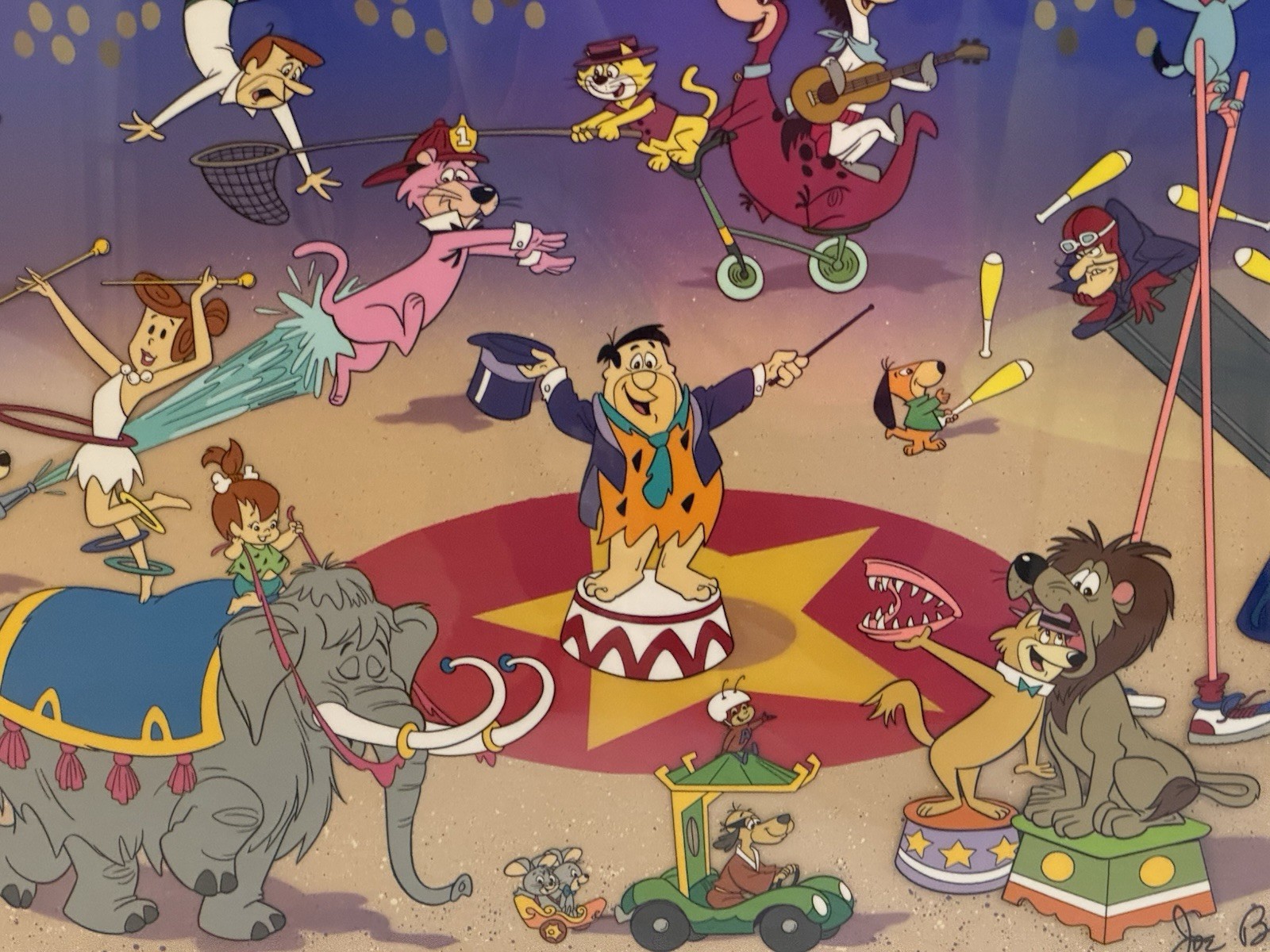 Hanna Barbera Signed Cel Circus Of The Stars 151/400 Huge Flintstones Scooby