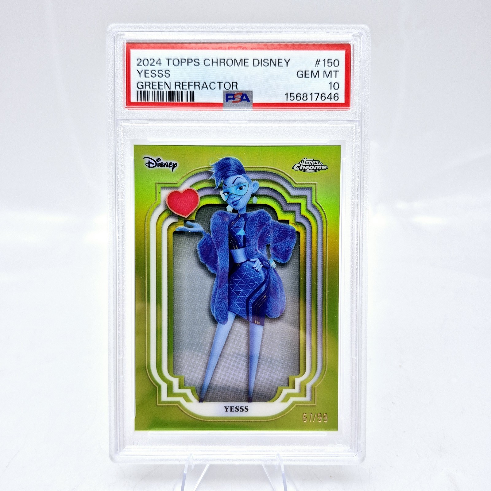 2024 Topps Chrome Disney Yesss #150 PSA 10 Green Refractor /99 2024 Topps Chrome Disney Yesss #150 PSA 10 Green Refractor /99