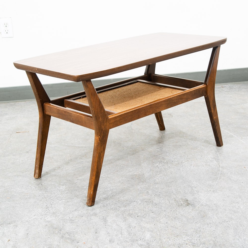 Mid Century Modern Coffee Table Slat Beech Sculptural Danish Shelf Vintage Mcm