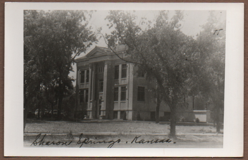 COURT HOUSE SHARON SPRINGS KANSAS VINTAGE RPPC POSTCARD