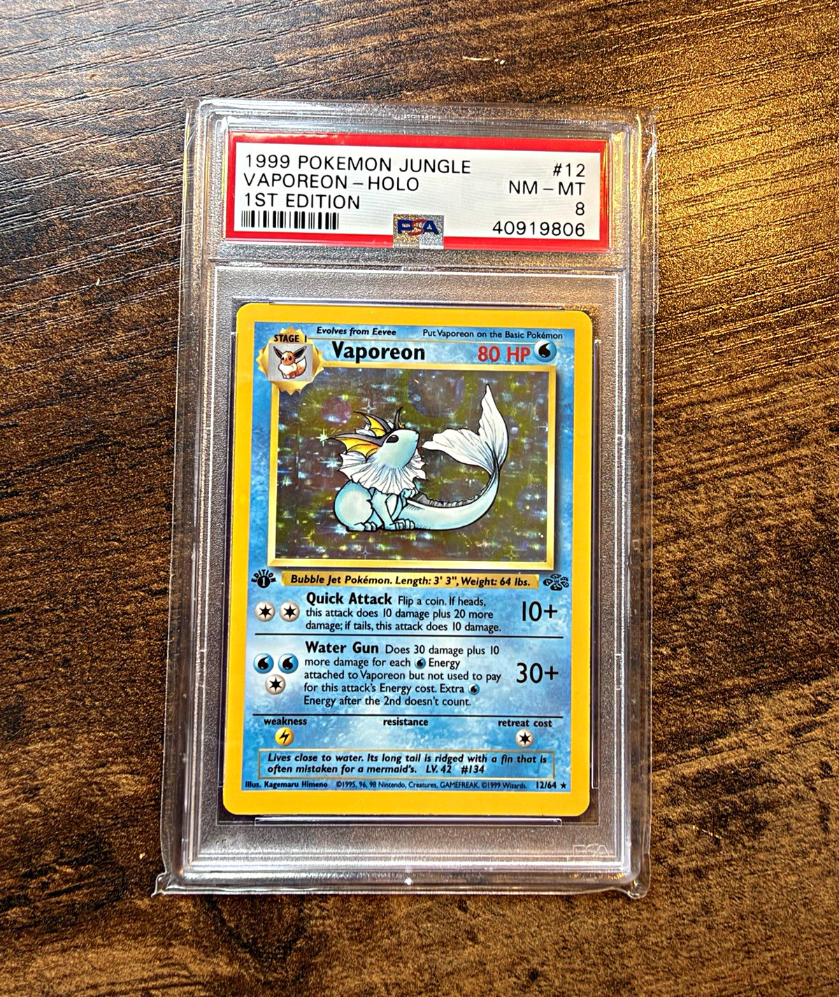 Vaporeon 1st Edition Holo PSA 8 - Jungle Pokemon 