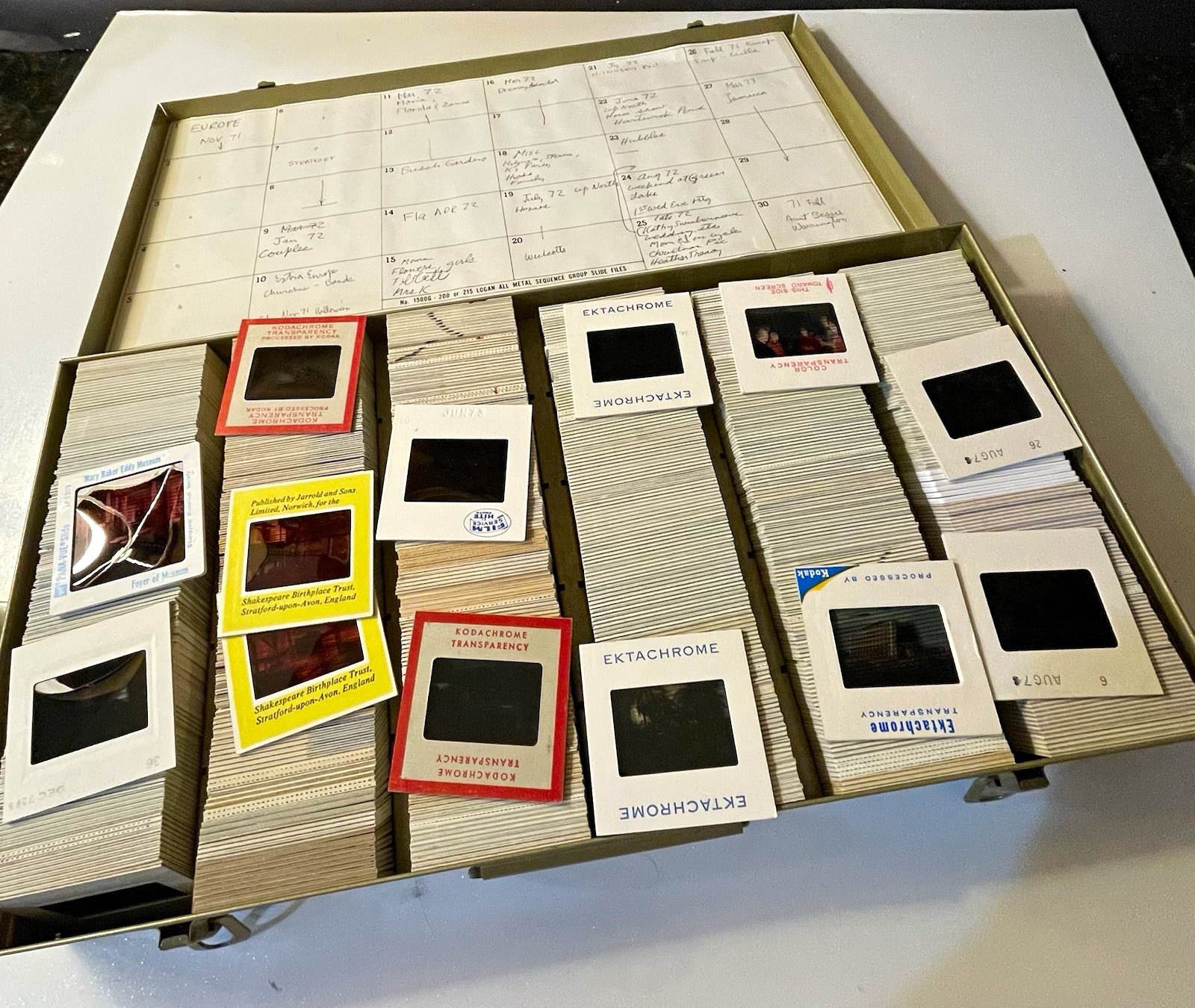 Vtg 35mm Slide Lot 750+ 1960s 1970s Travel Jamaica Europe Metal Box