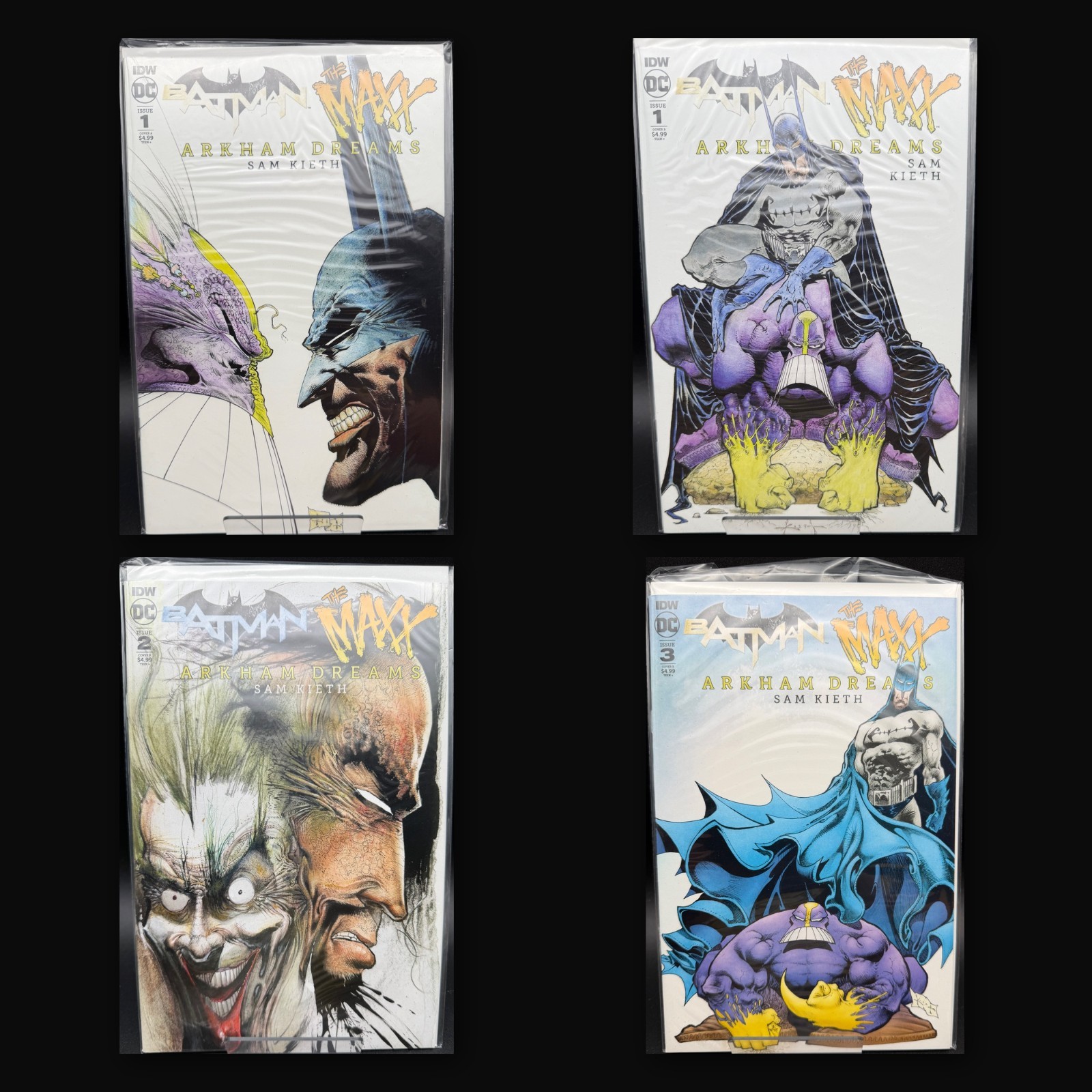 Batman The Maxx Arkham Dreams 1A 1B 2 3 Sam Kieth IDW DC 4 Comic Lot NM