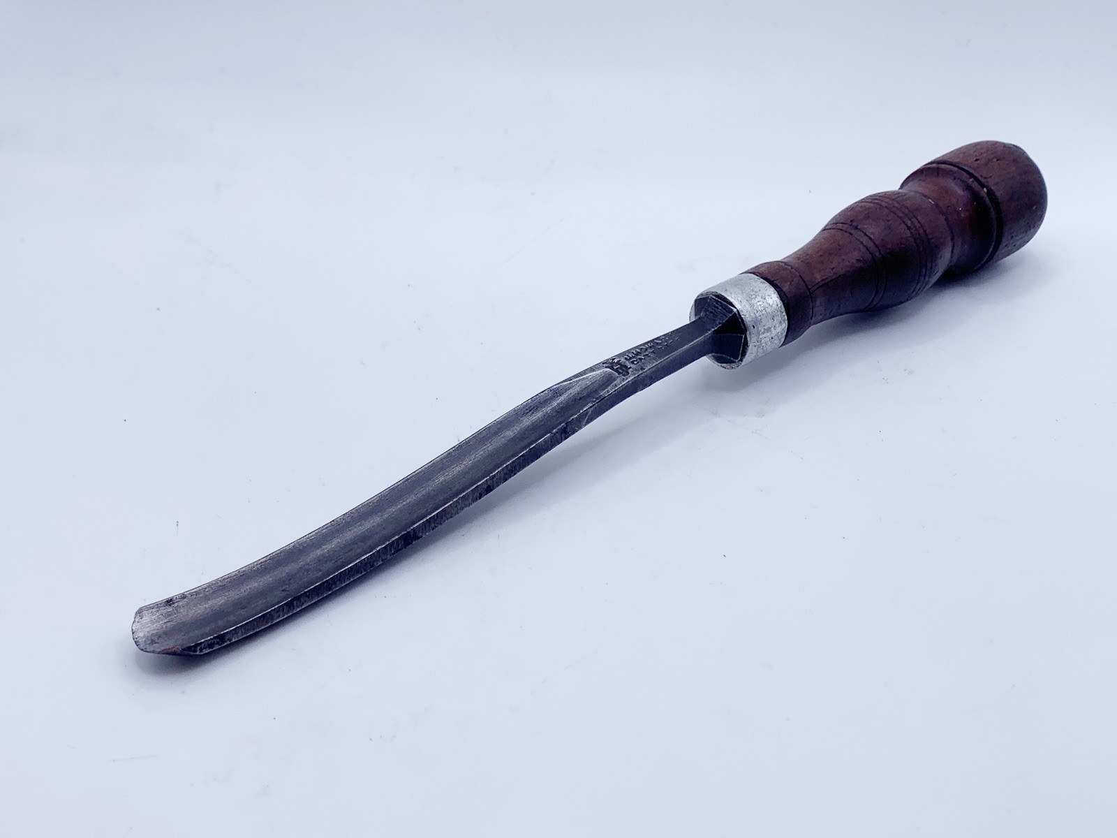Vintage J. Howarth 3/8” Wide Curved Gouge Chisel Wooden Handle • 8” long