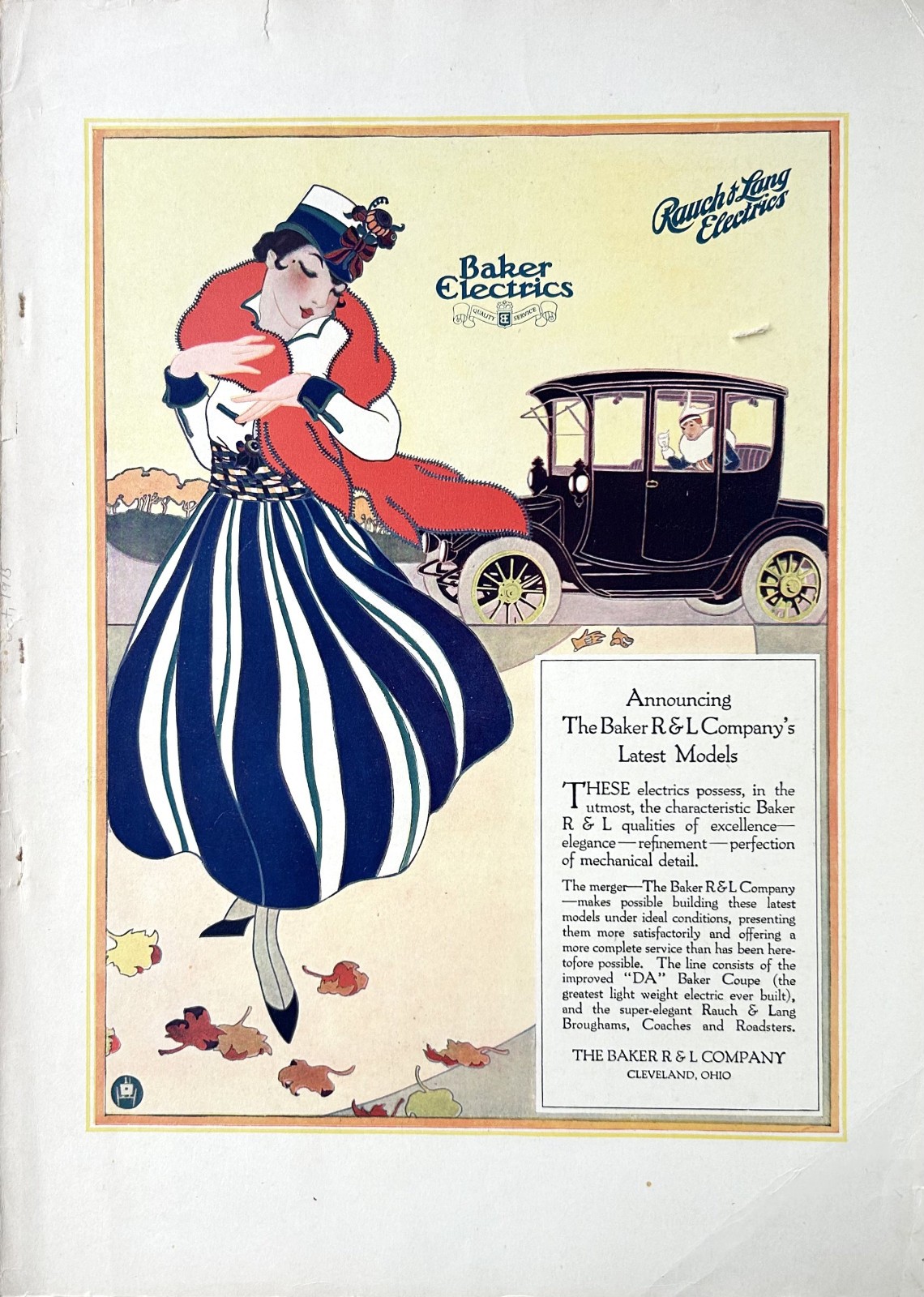 1915 Ad (10  X 14 inches) Rauch &Lang Baker Electric Autos