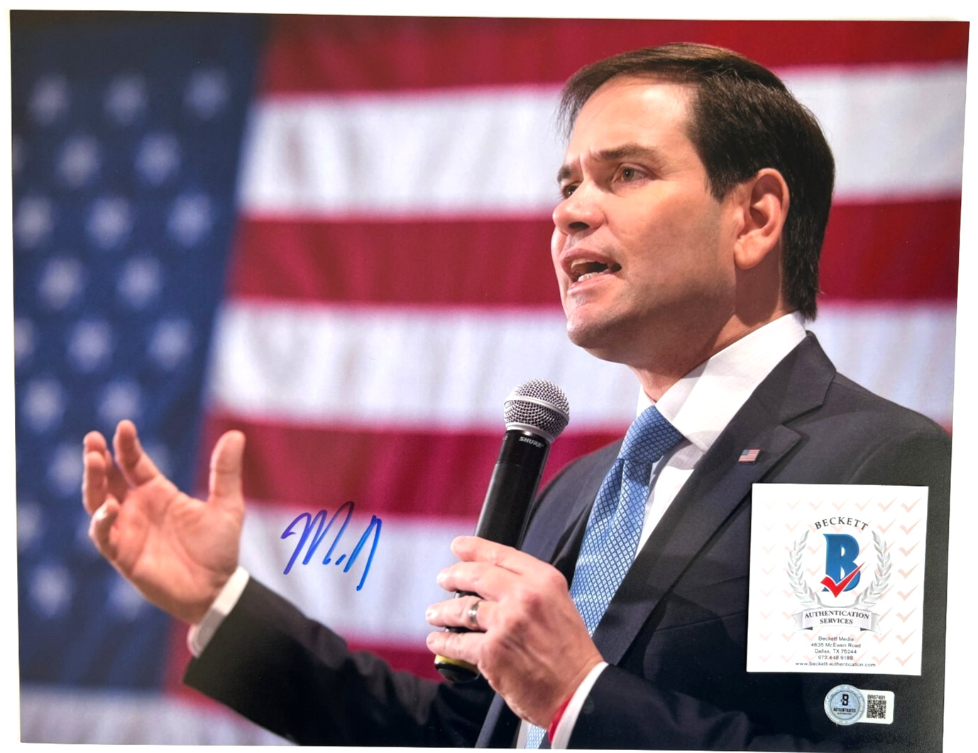 SENATOR MARCO RUBIO SIGNED 11x14 PHOTO FLORIDA SECRETARY OF STATE GOP 2028 A BAS