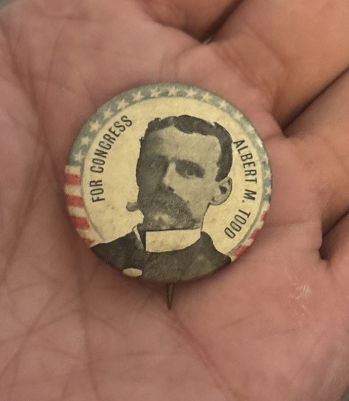 Albert May Todd Michigan Democratic Party 1896 Michigan CAMPAGIN PIN BUTTON Albert May Todd Michigan Democratic Party 1896 Michigan CAMPAGIN PIN BUTTON