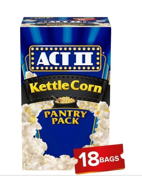 Act II Kettle Corn Microwave Popcorn, 2.75 oz., 18-Count Bags