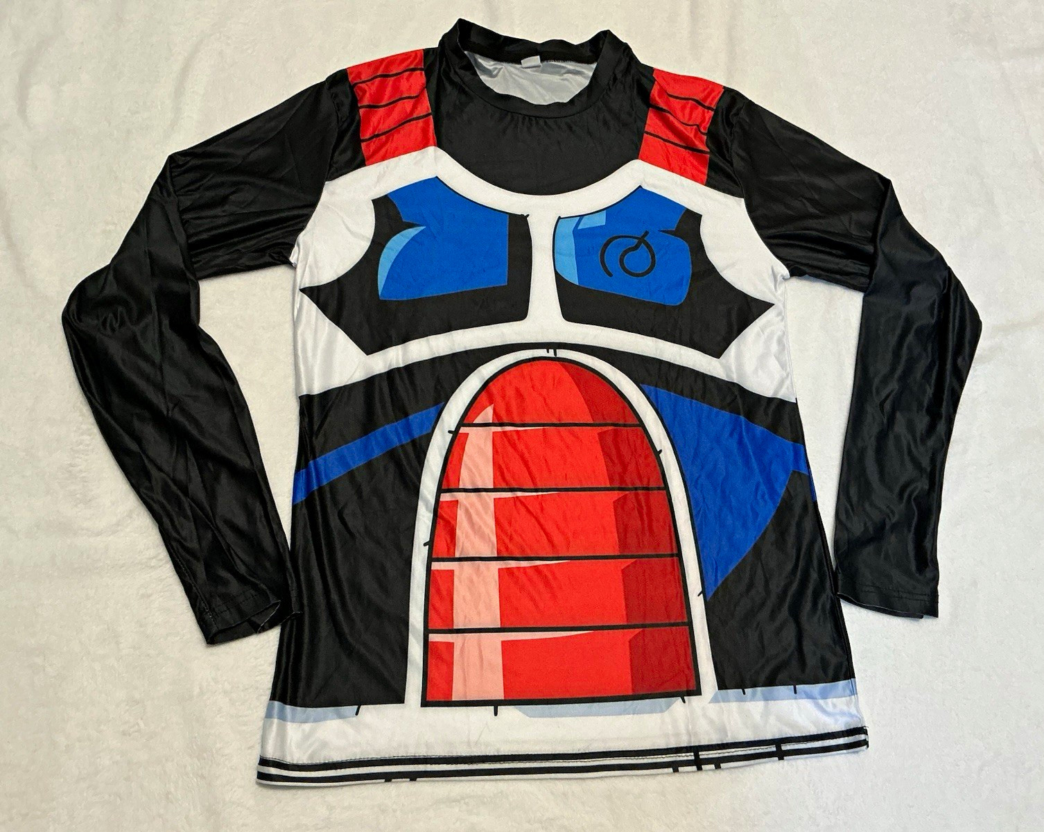 Dragon Ball Z Saiyan Armor Long Sleeve Cosplay Shirt Size L Black/White/Red