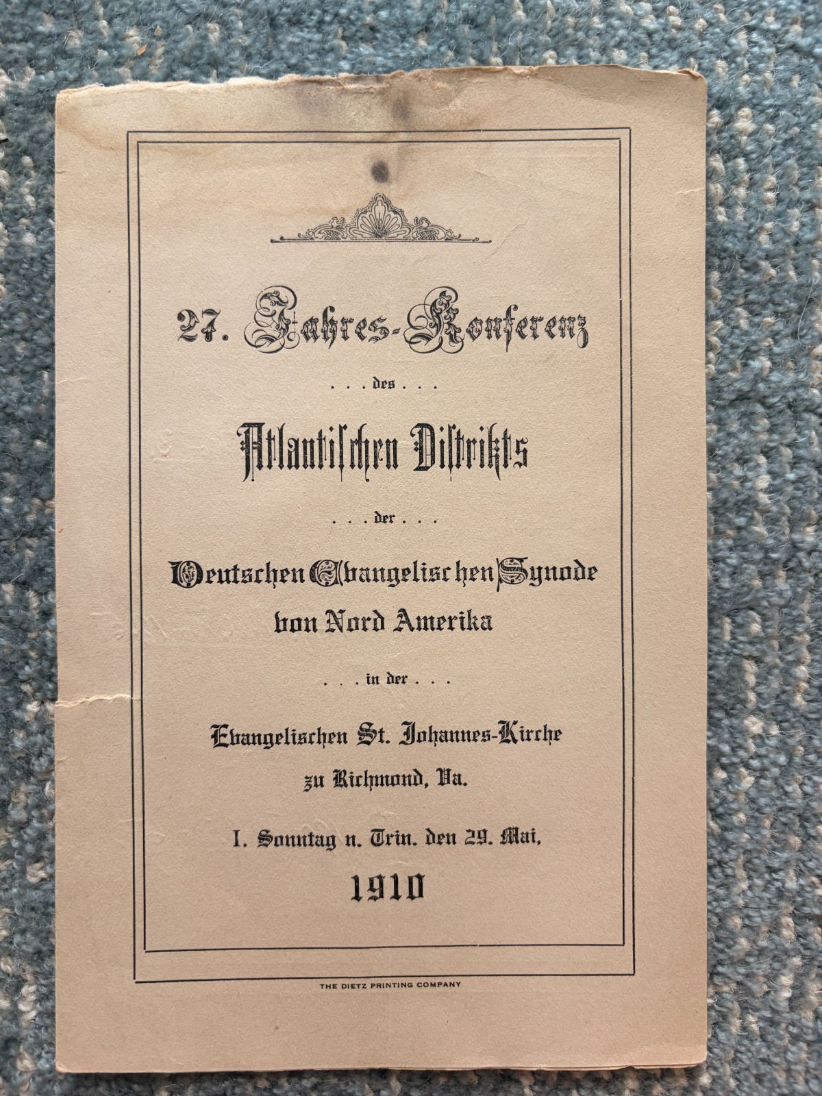 COOL German Evangelical Church Service From Richmond, Virginia Circa 1910