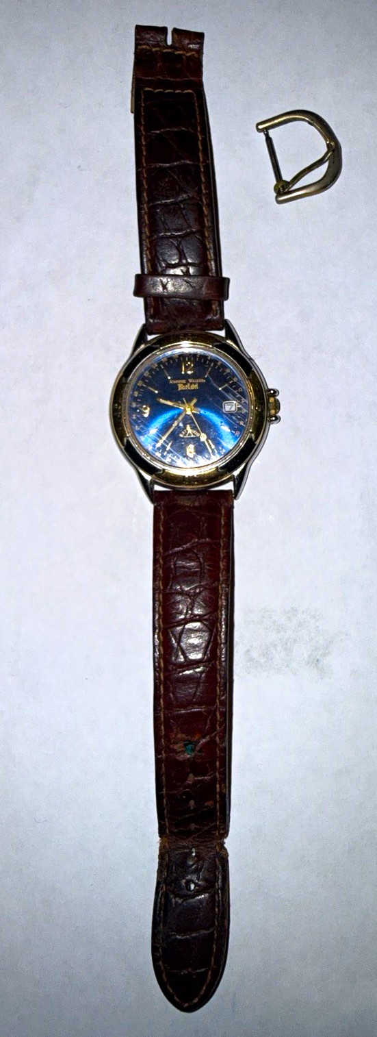 Johnnie Walker Blue Label Quartz Watch Blue Dial Date Working New Battery Worn