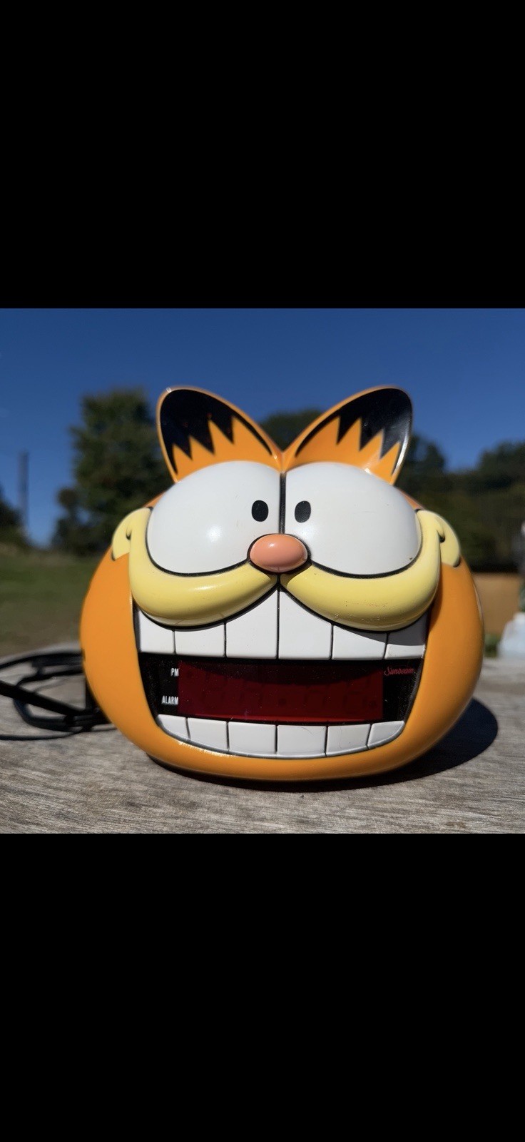 Vintage 1993 Garfield Sunbeam Talking Head LED Digital Alarm Clock 887-109 Works