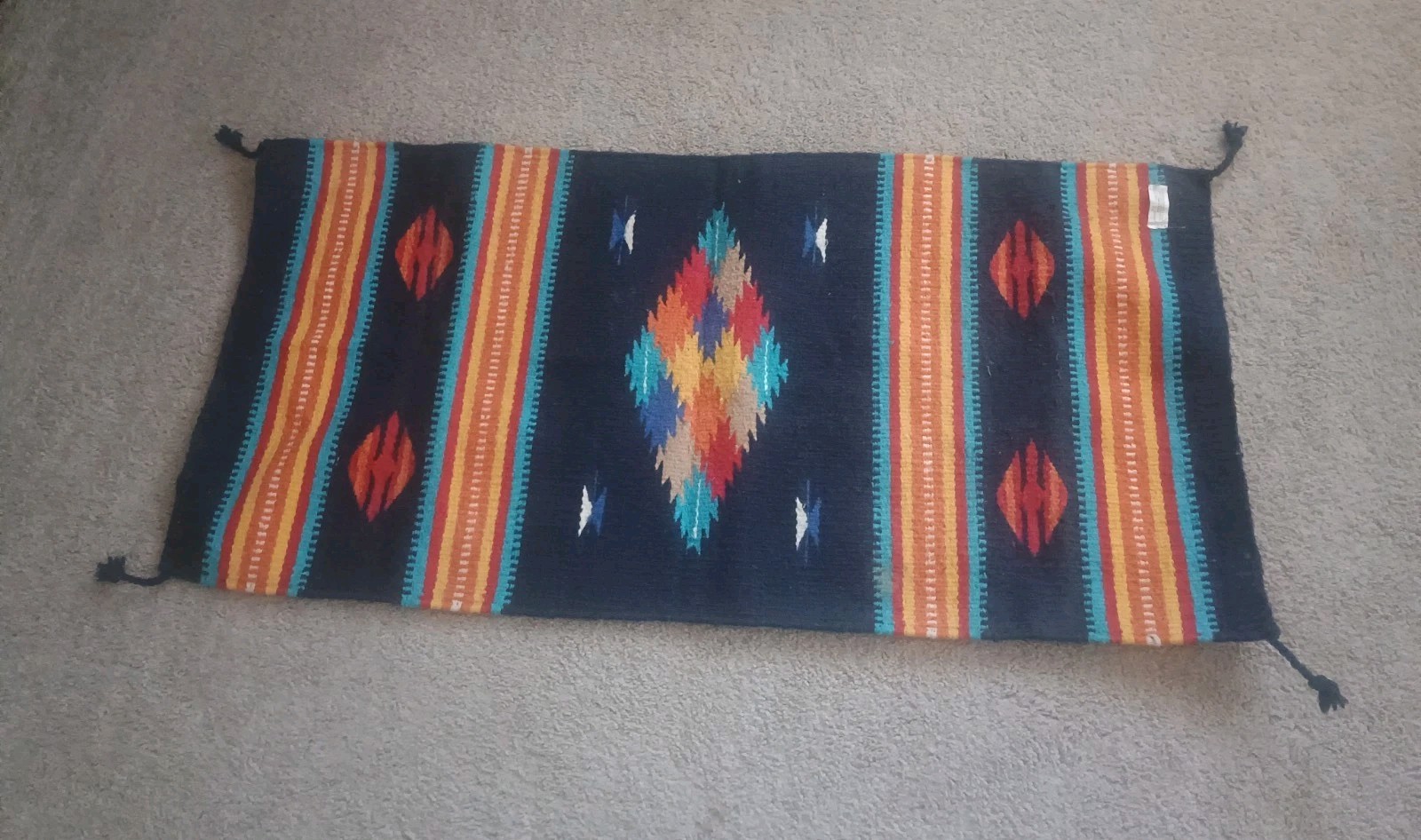 Vintage Large Southwestern Handwoven Rug Made In India Pre-owned 39 Vintage Large Southwestern Handwoven Rug Made In India Pre-owned 39