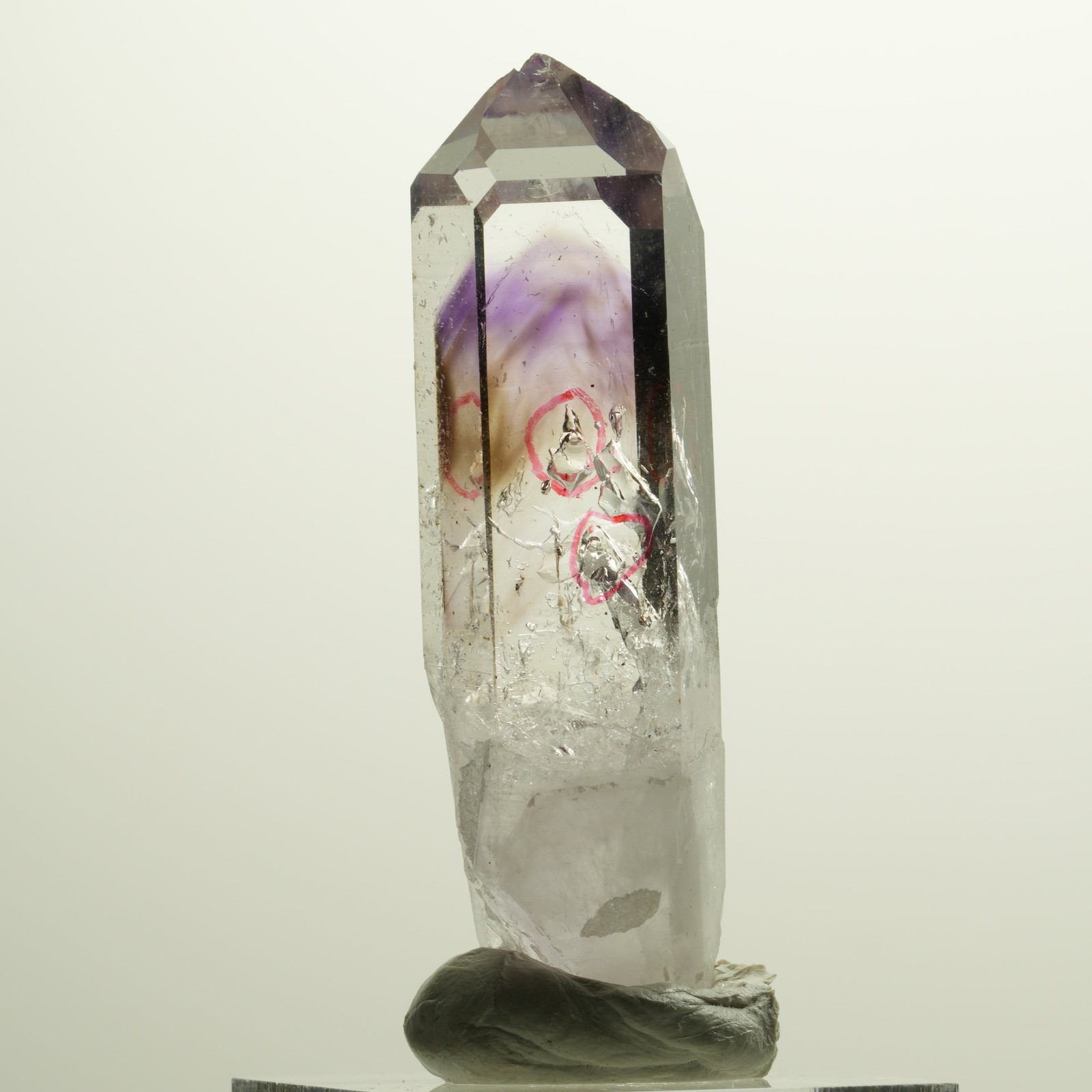 Enhydro Lemurian Phantom Amethyst Point, 2x Bubble Streep Mine Namibia