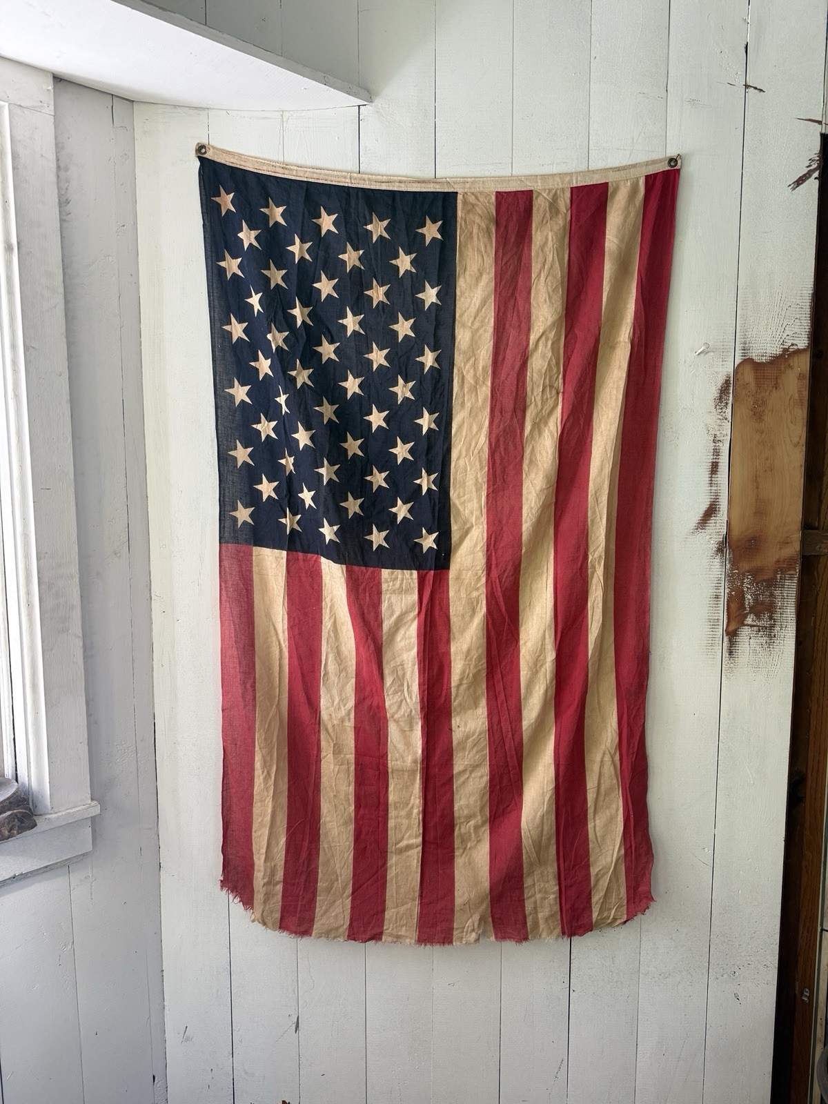 Antique Vintage American Flag 50 Star, Distressed Vintage America