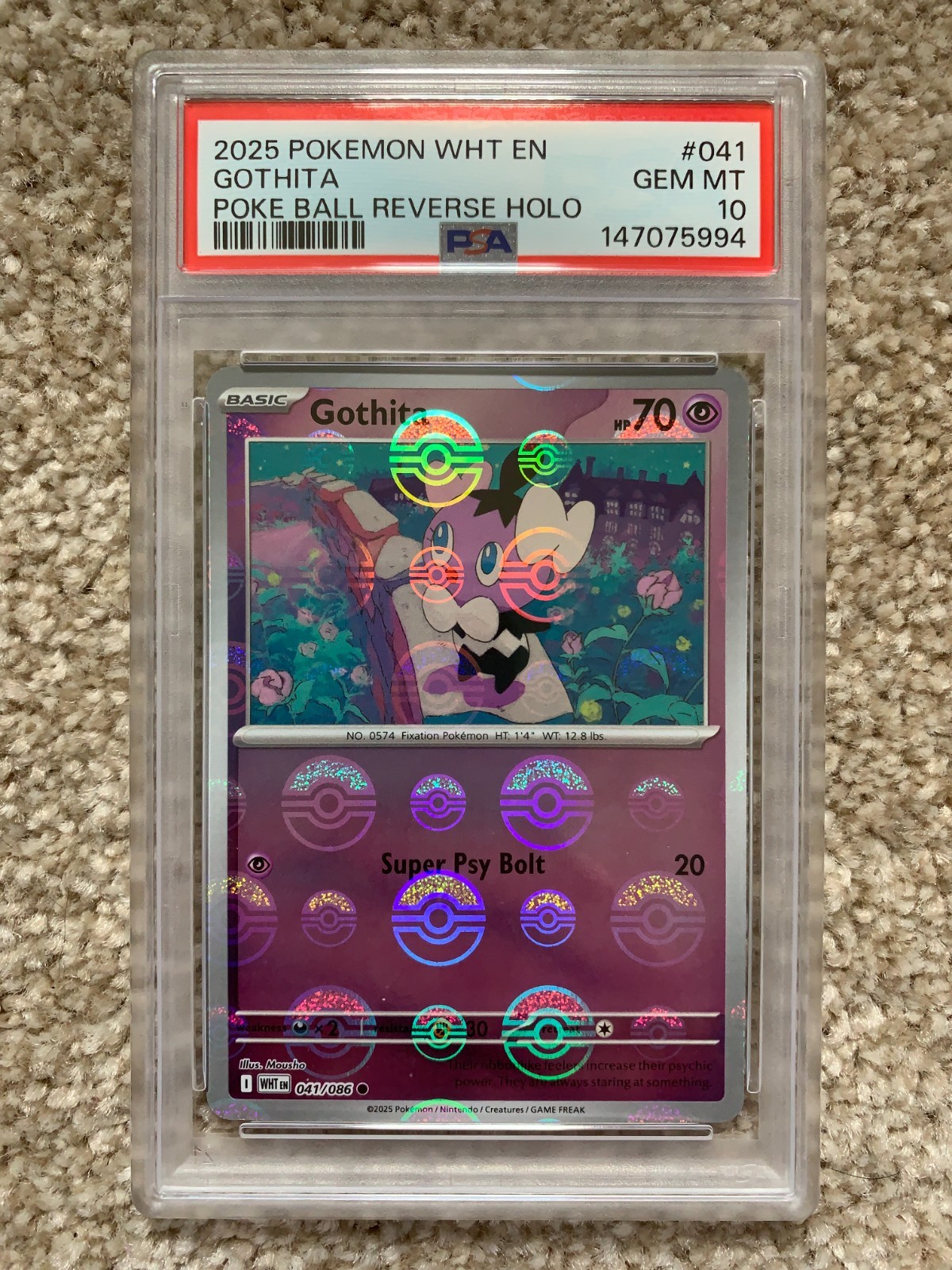 Pokémon PSA 10 - Gothita 041 Poke Ball Reverse Holo - White Flare 2025 English