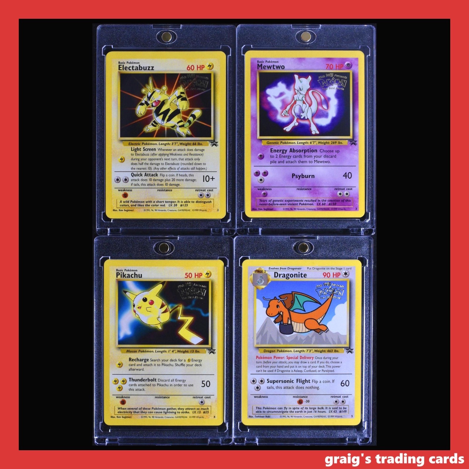 1999 Wizards of the Coast Black Star Promo Full Set of Four Cards (Never Played)