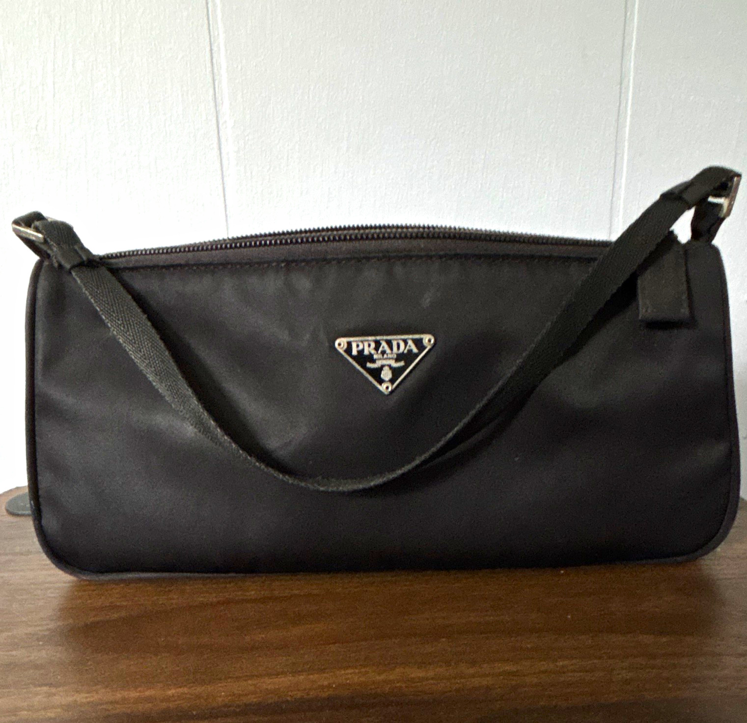 Prada Tessuto Nylon Shoulder Bag Black Vintage Made in Italy