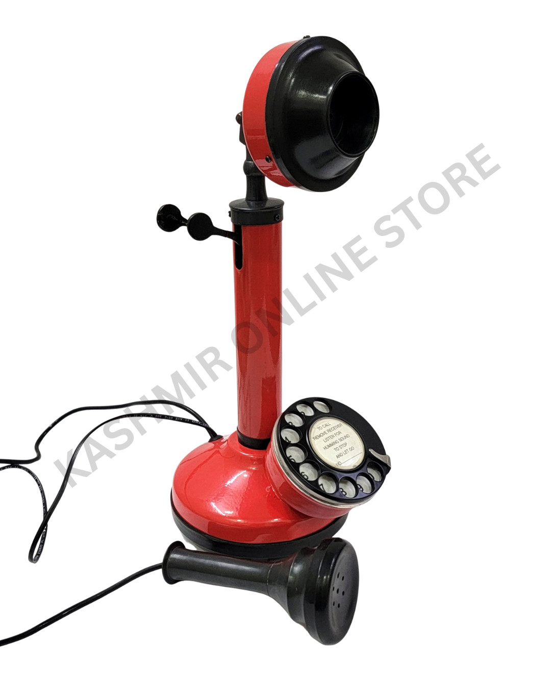 Red Retro Candlestick Telephone – Vintage Rotary Dial Working Decorative Phone .