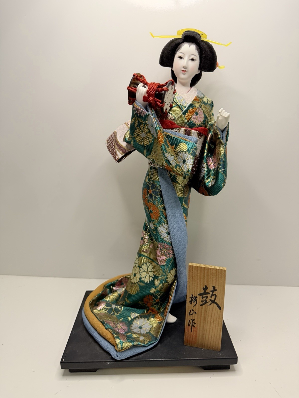 Japanese Nihon Ningyo Geisha Doll with Hand Drum (Tsuzumi)