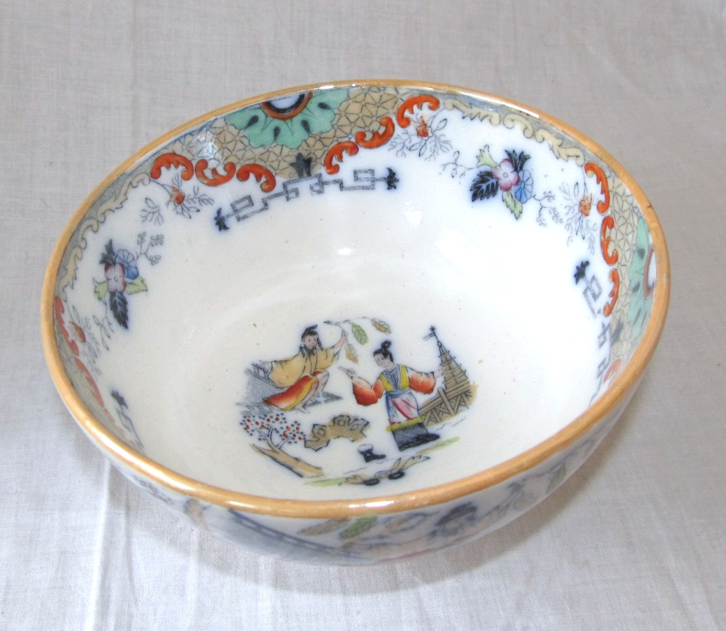 Antique Petrus Regout & Co. TIMOR Chinoiserie Asian Bowl Porcelain Transferware