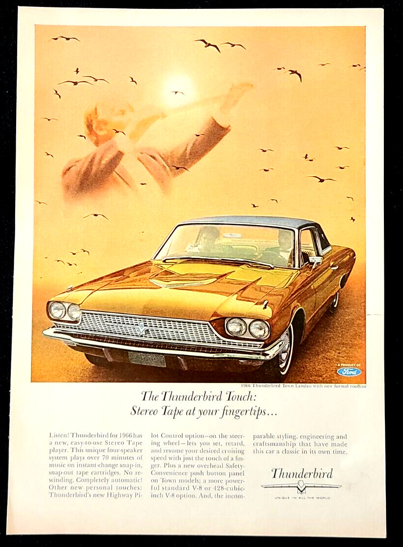 Ford Thunderbird 1966 Vintage Print Ad Thunderbird Town Landau