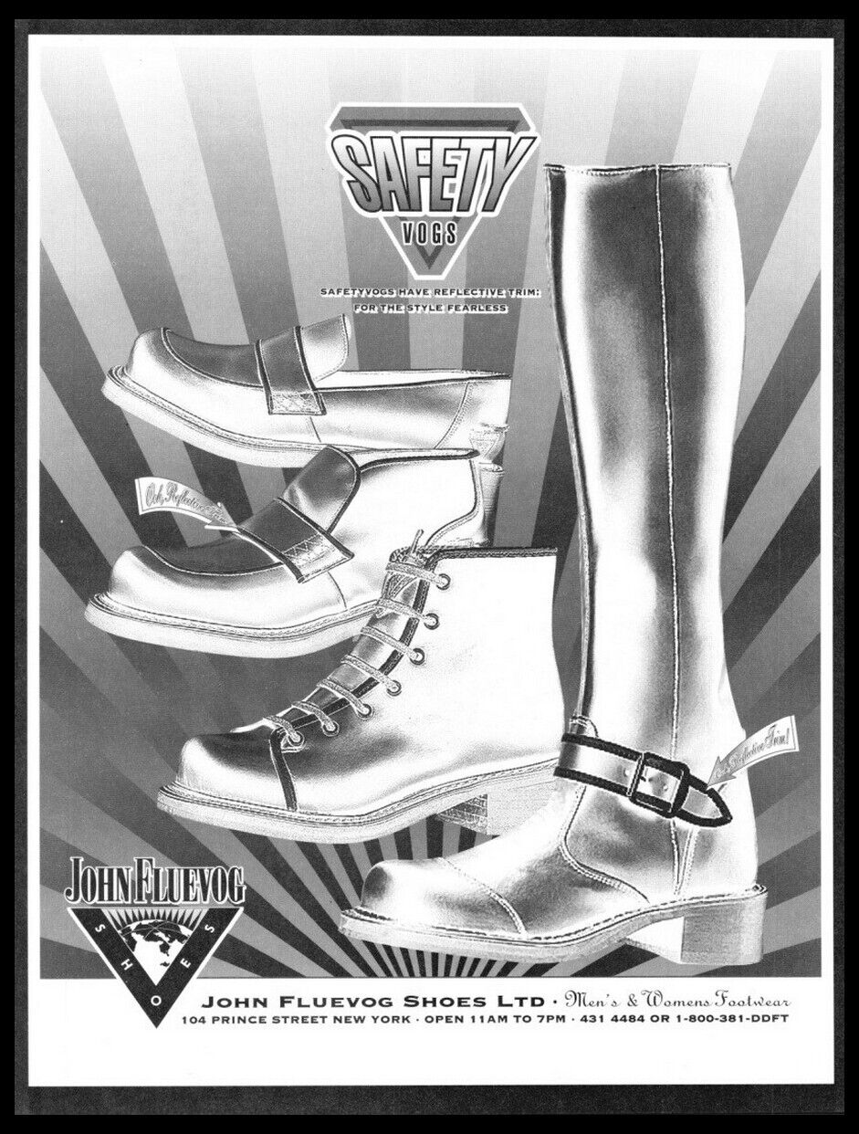 John Fluevog Safety Shoes Boots --Vintage 1990s Fashion photo print ad