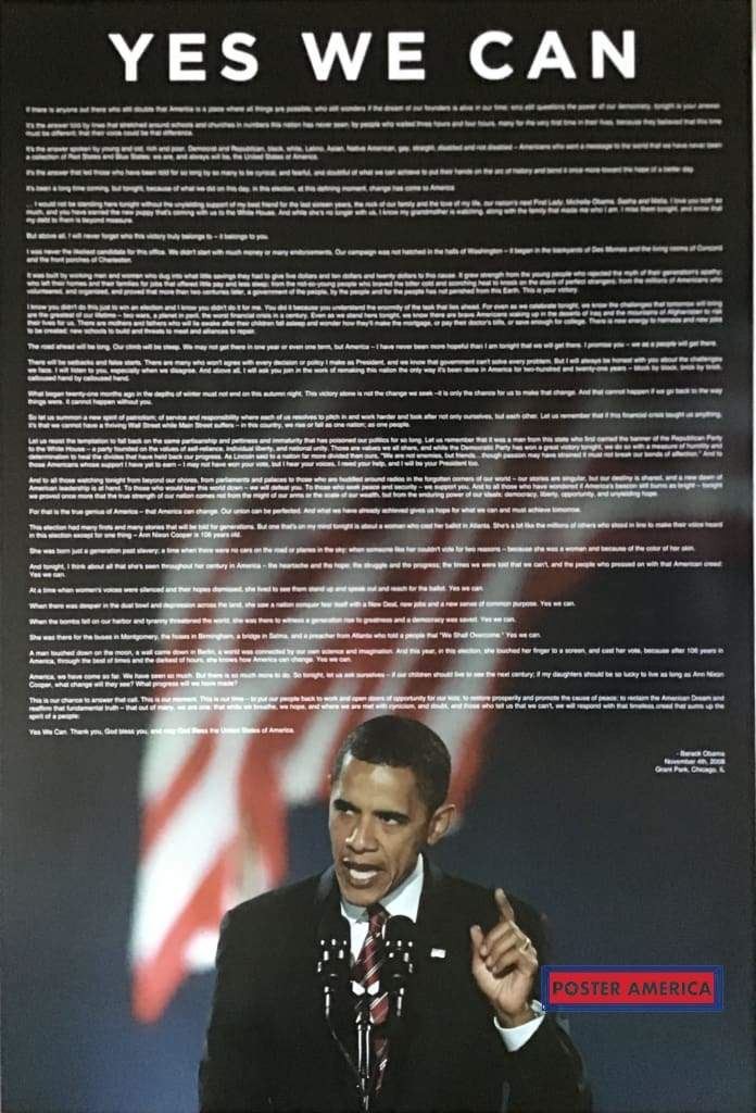 Barack Obama Yes We Can Speech Poster 24 x 36